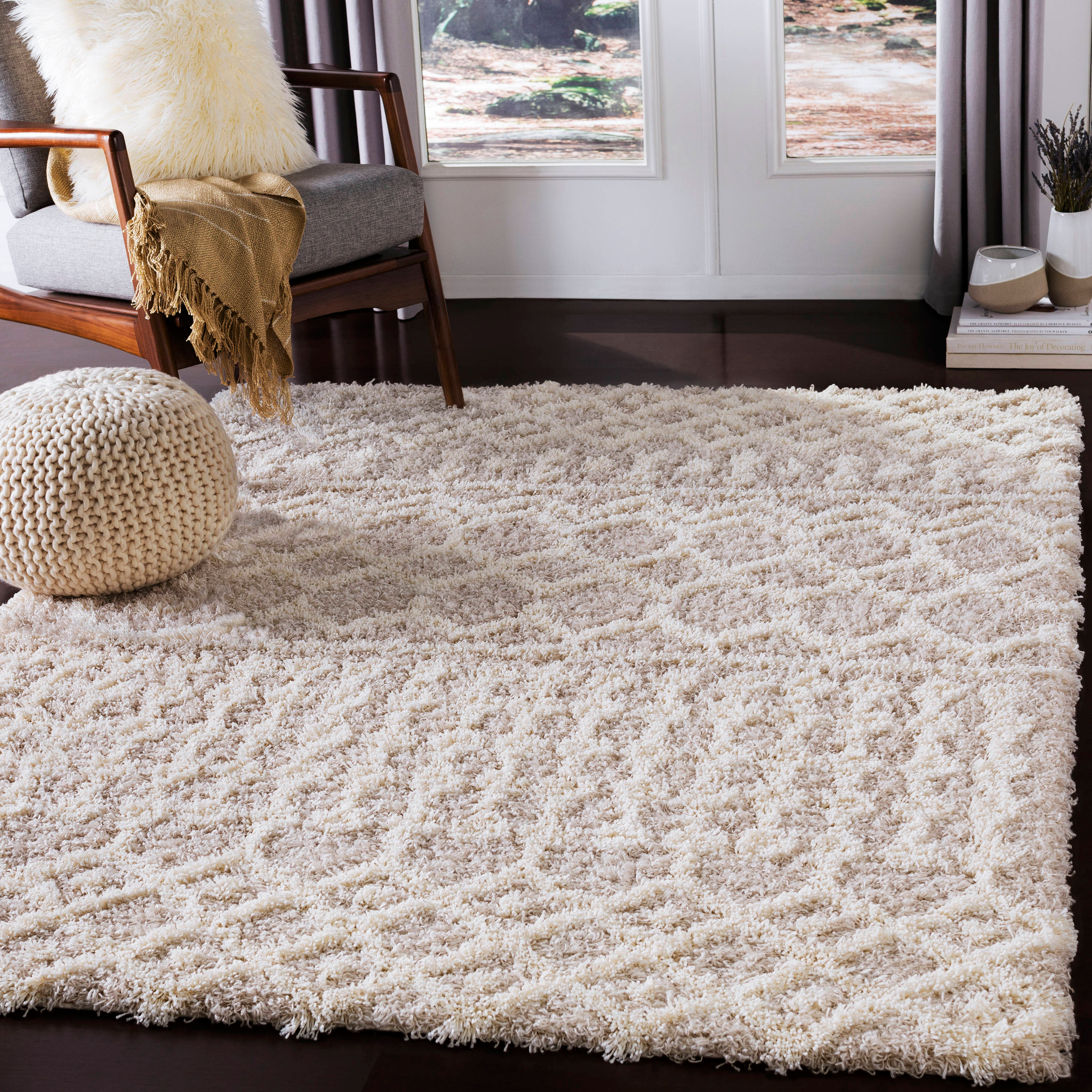 Livabliss Hapsburg Moroccan Shag Area Rug, 5'3" x 7'3", Beige