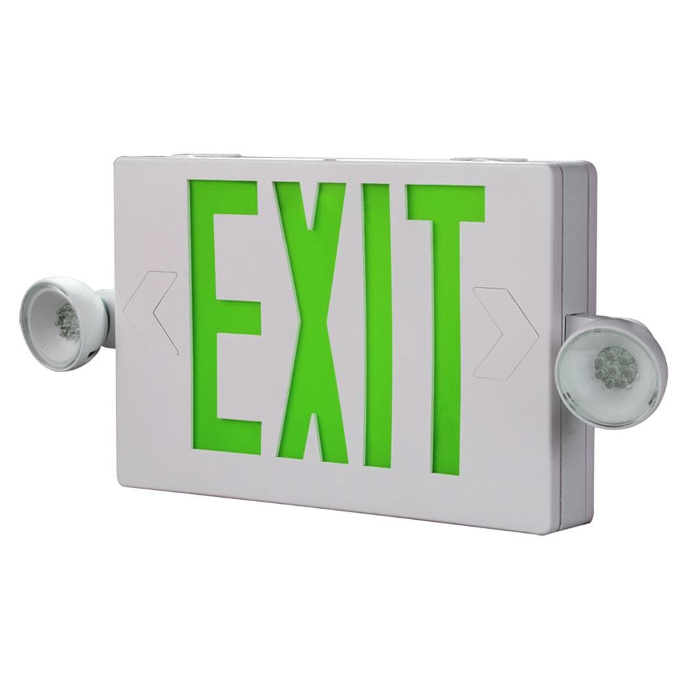 Green LED Exit Sign with Emergency Lights