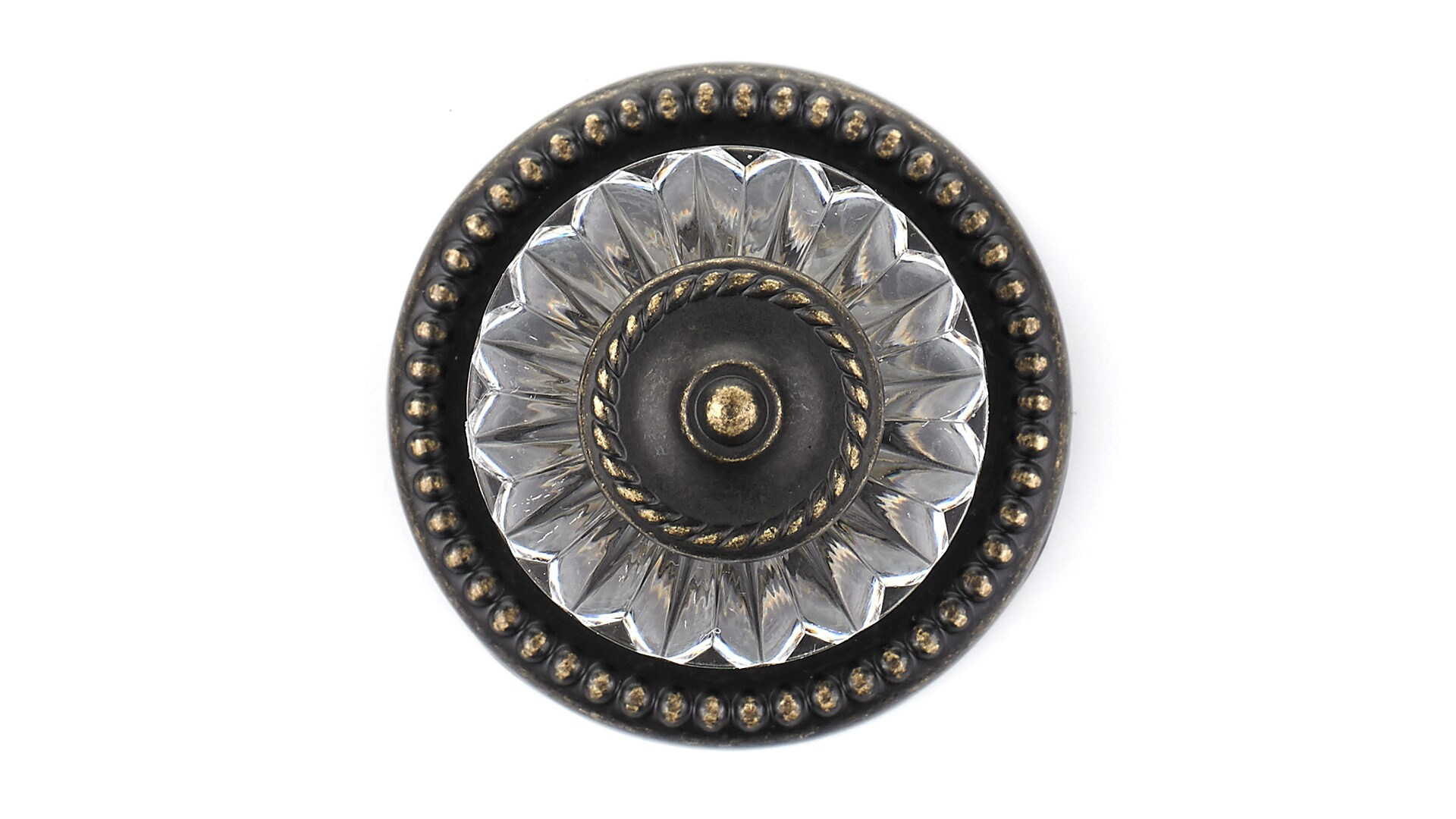 Richelieu Hardware BP16063244BB Montreuil 1 5/16-inch (33 mm) Clear and Burnished Brass Eclectic Cabinet and Drawer Knob