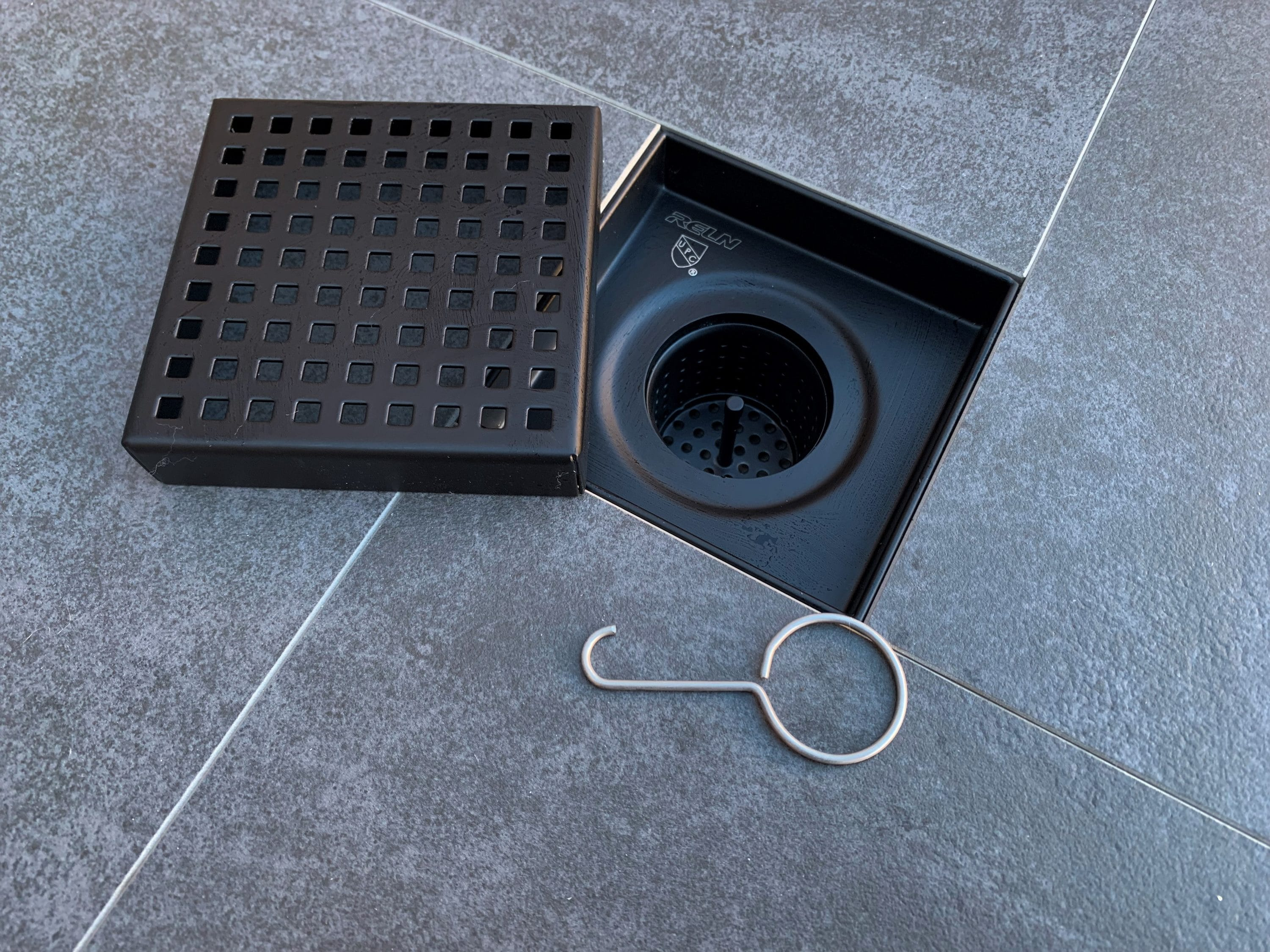 Matte Black Stainless Steel Square Shower Drain with Strainer