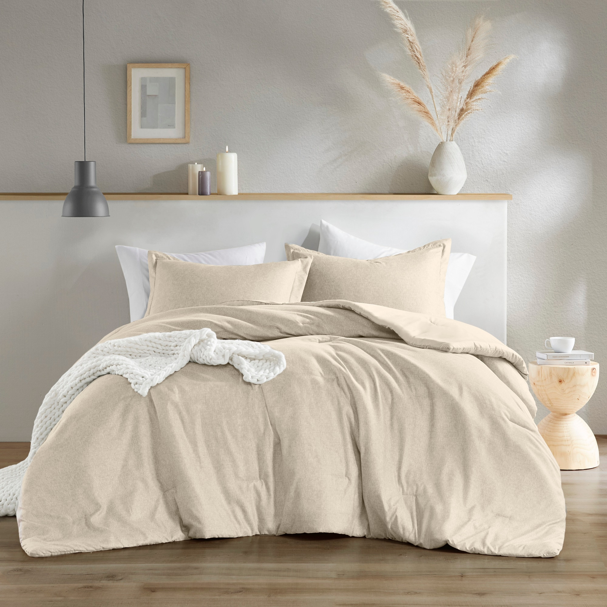 Comfort Spaces Twin Comforter Set - 2pcs (1 Microfiber Comforter & 1shams) Farmhouse Bedding Comforter for All Seasons Boho Bedding Set, Lightweight Solid Bed Comforter Sets,Twin/Twin XL, Taupe
