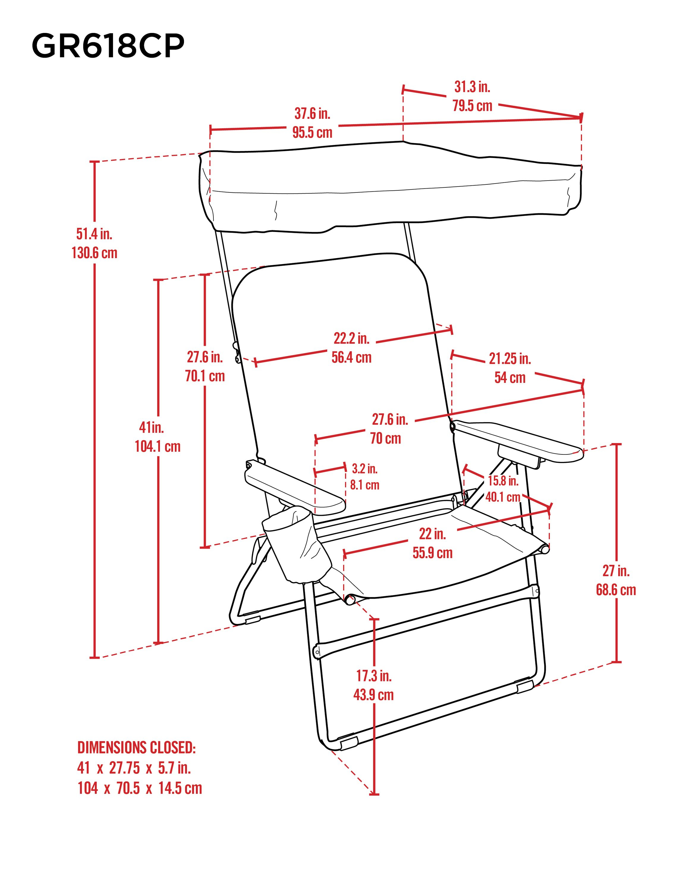 Gray and Black Steel Frame XXL Camping Chair with Wood Arms