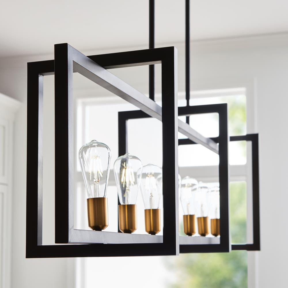 Finnegan New World Bronze Geometric 7-Light Island Chandelier