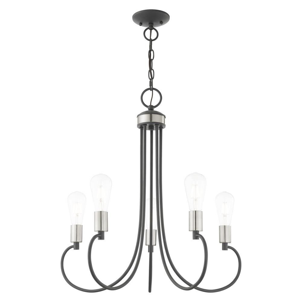 Mini Bari 5-Light Scandinavian Gray Crystal Candle Chandelier