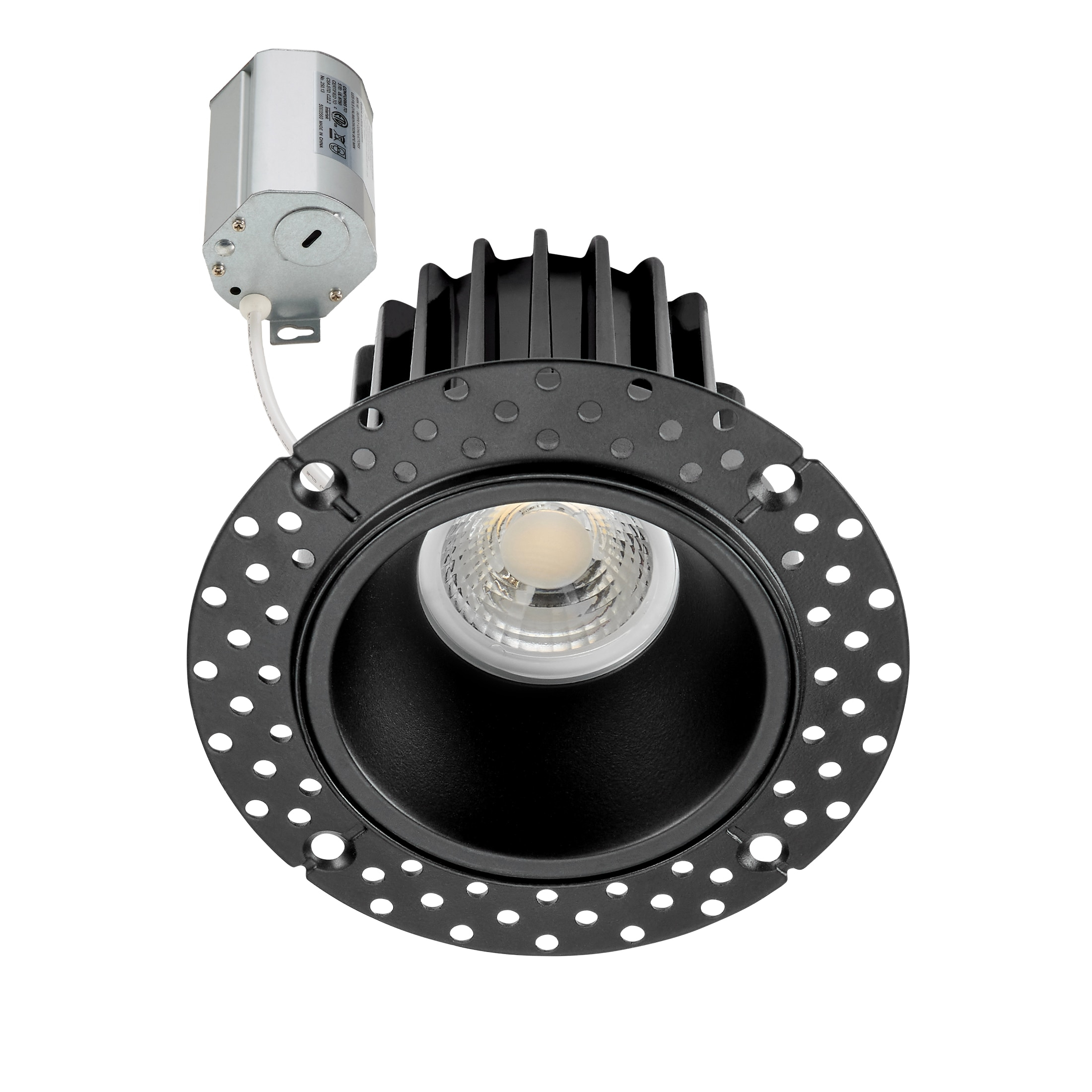 Maxxima 2 in. Trimless Slim Round Recessed Anti-Glare LED Downlight, Black, Canless IC Rated, 600 Lumens, 5 CCT 2700K-5000K