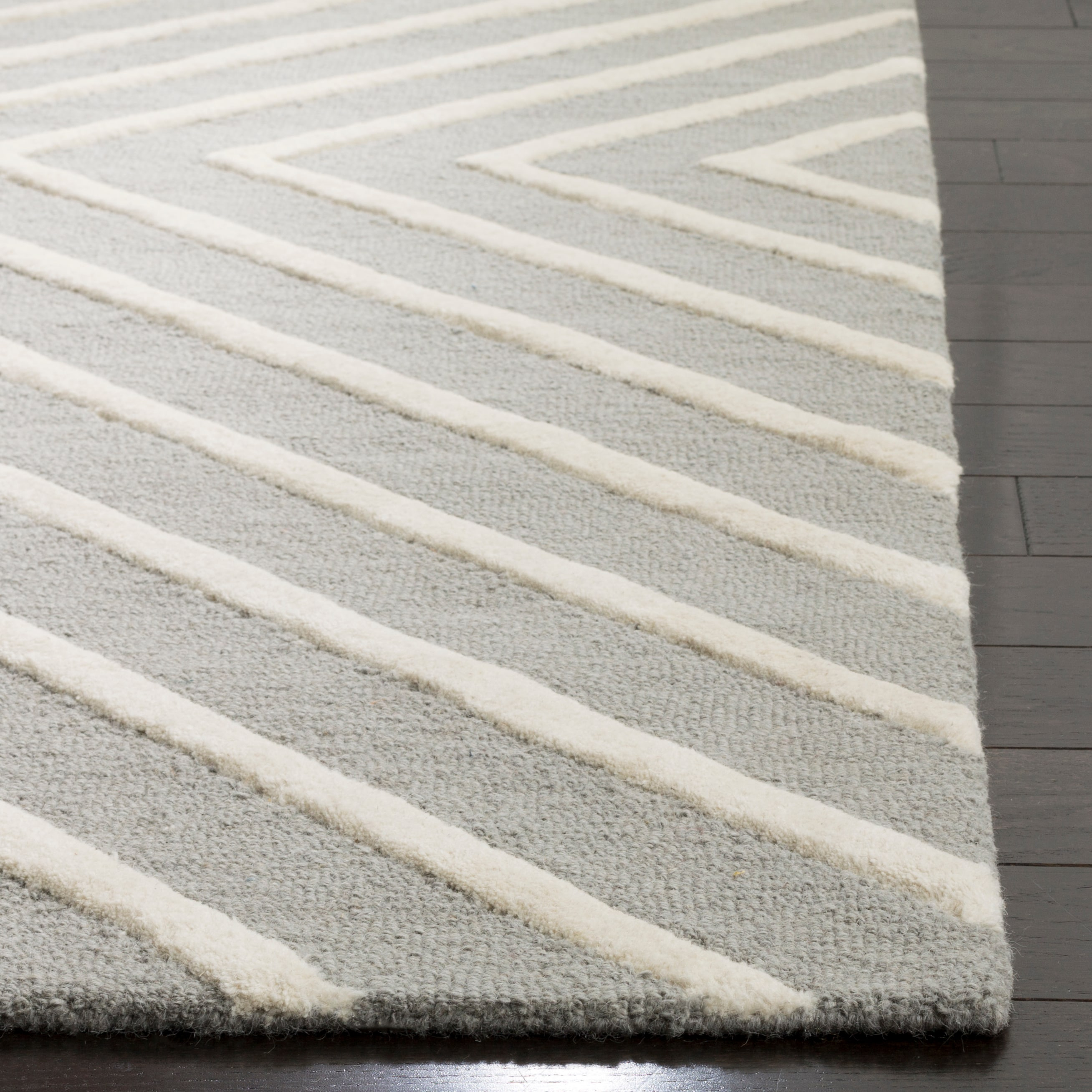 SAFAVIEH Kids X Pattern Wool Area Rug, Grey/Ivory, 3' x 5'