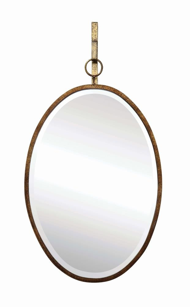 16 in. W x 26 in. H Framed Distressed Gold Decorative Mirror