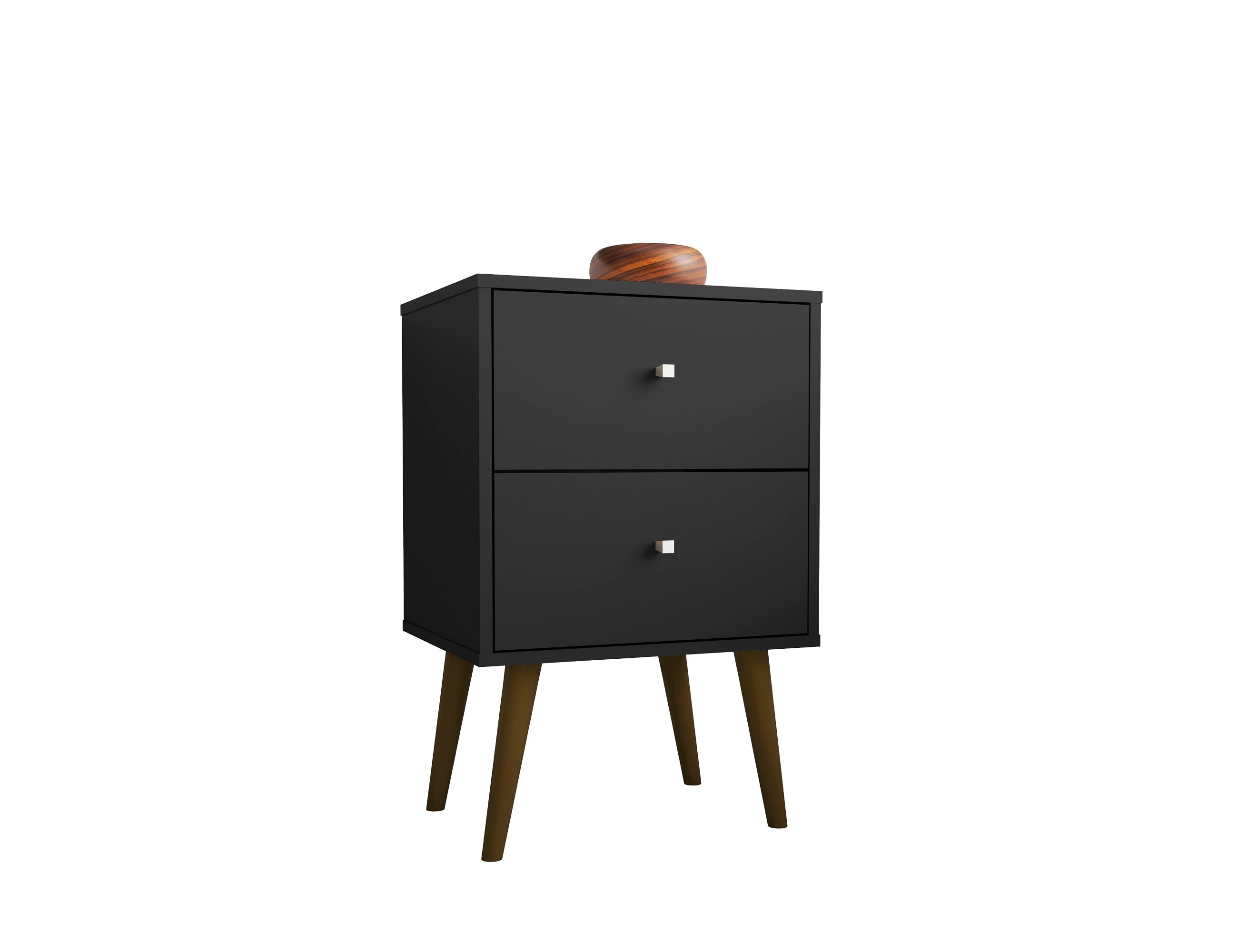 Liberty Mid-Century Modern Nightstand 2.0 with 2 Full Extension Drawers with Solid Wood Legs