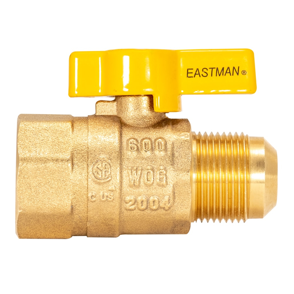 Eastman 3/4-inch Brass Gas Ball Valve with Yellow Handle
