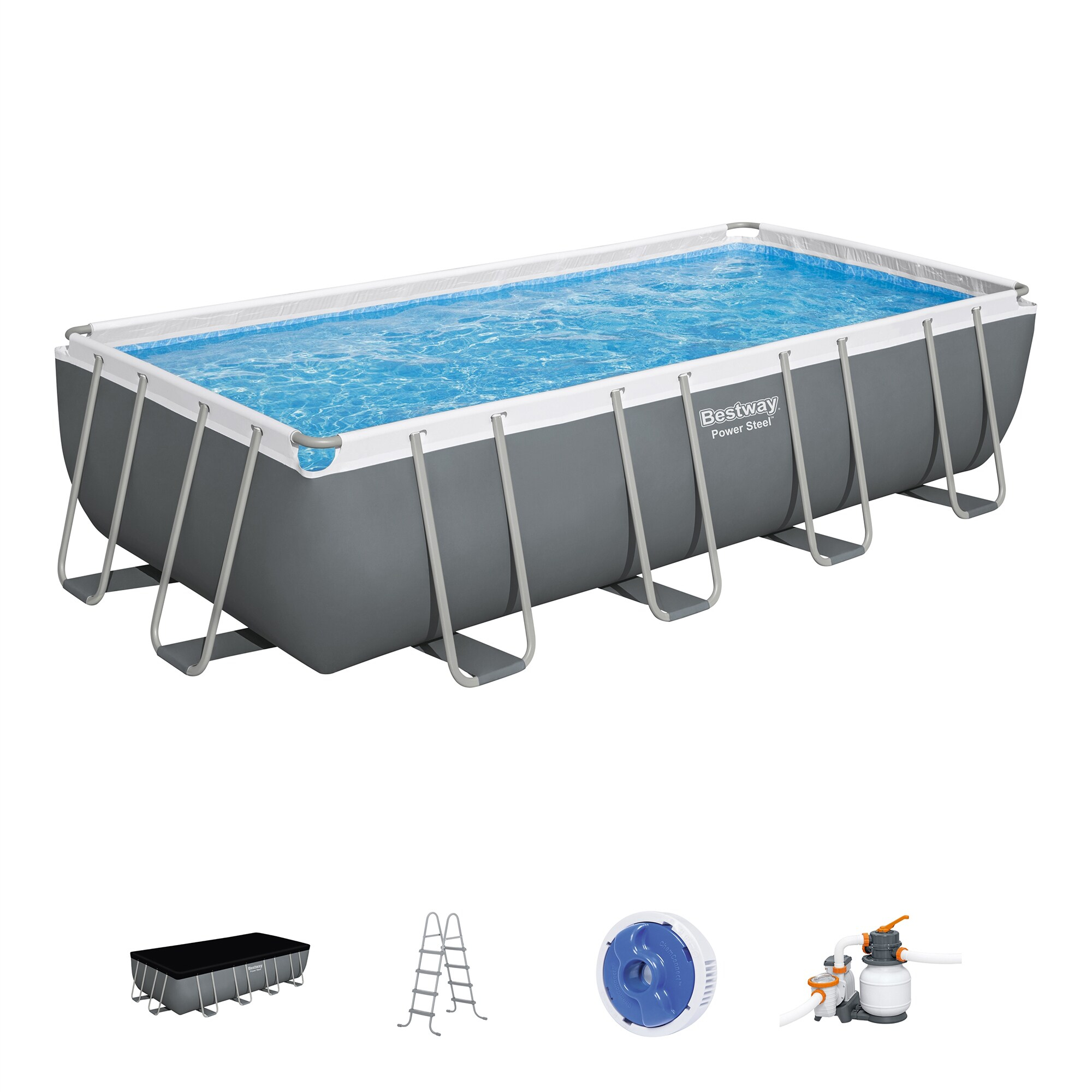 Bestway Power Steel 18' x 9' x 48" Rectangular Above Ground Pool Set