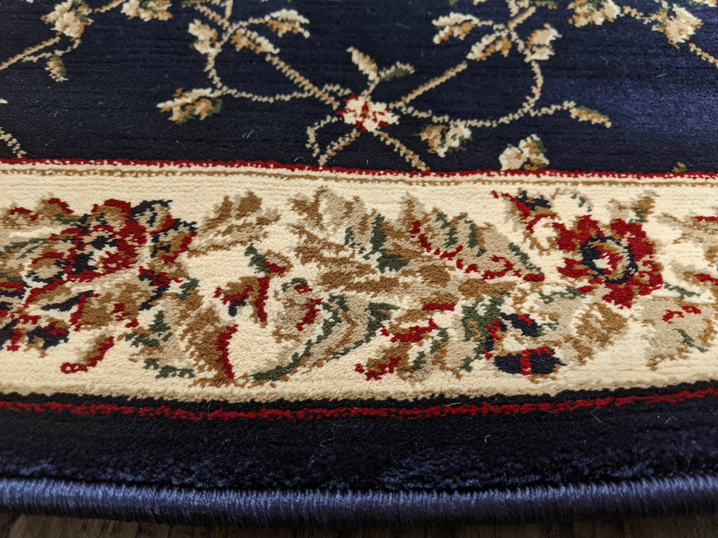 Radici Usa Noble Area Rug 1427 Navy Blue Floral Country 2' 2" x 8' Rectangle