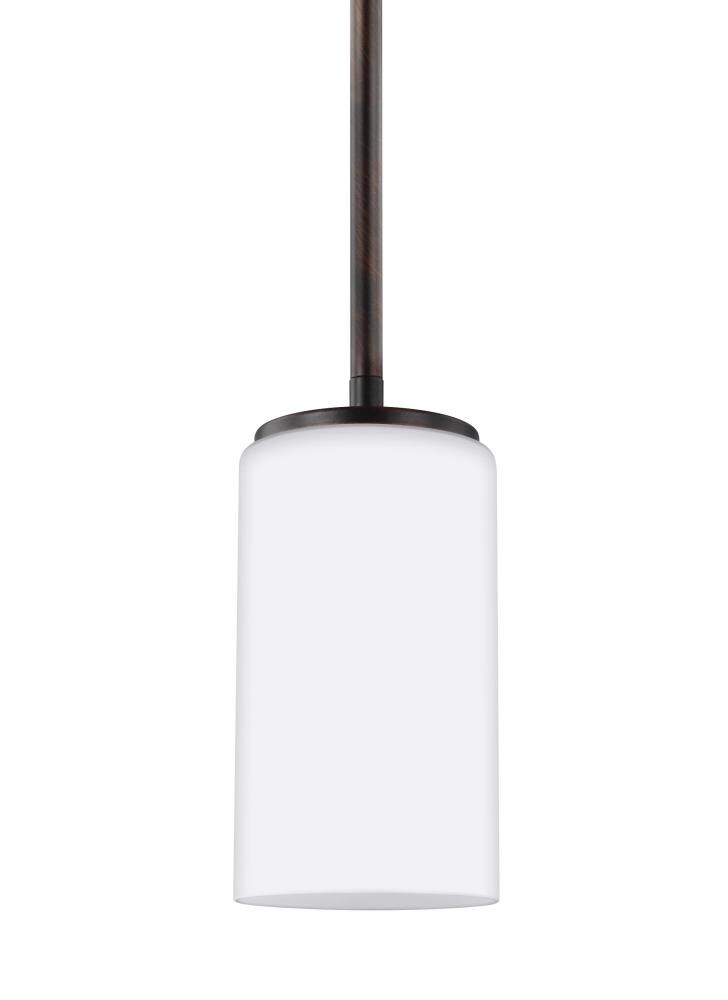 Generation Lighting Hettinger Burnt Sienna Transitional Etched Glass Cylinder Mini Outdoor Hanging Pendant Light