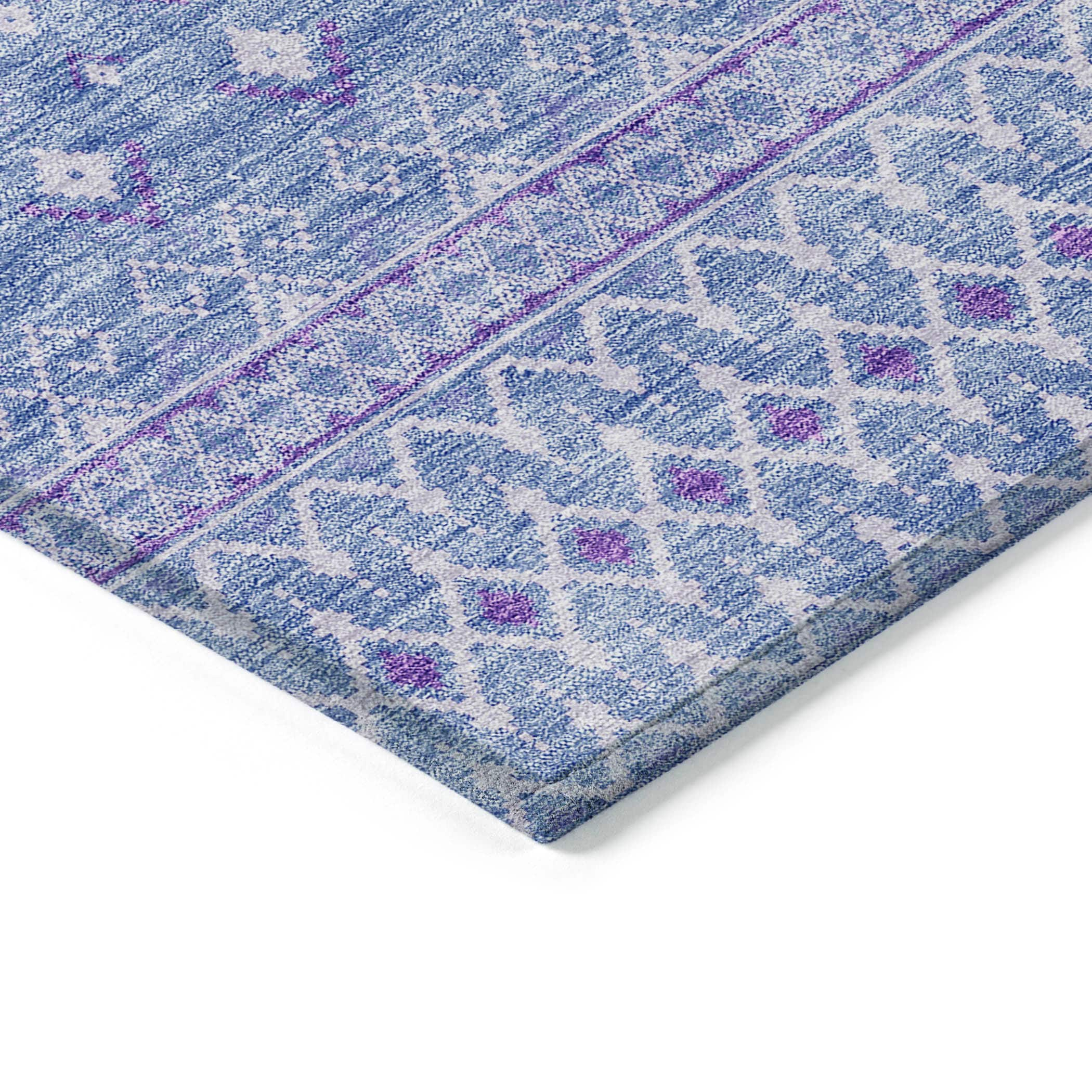 Sky Blue Synthetic Flat Woven 8' x 10' Bohemian Rug