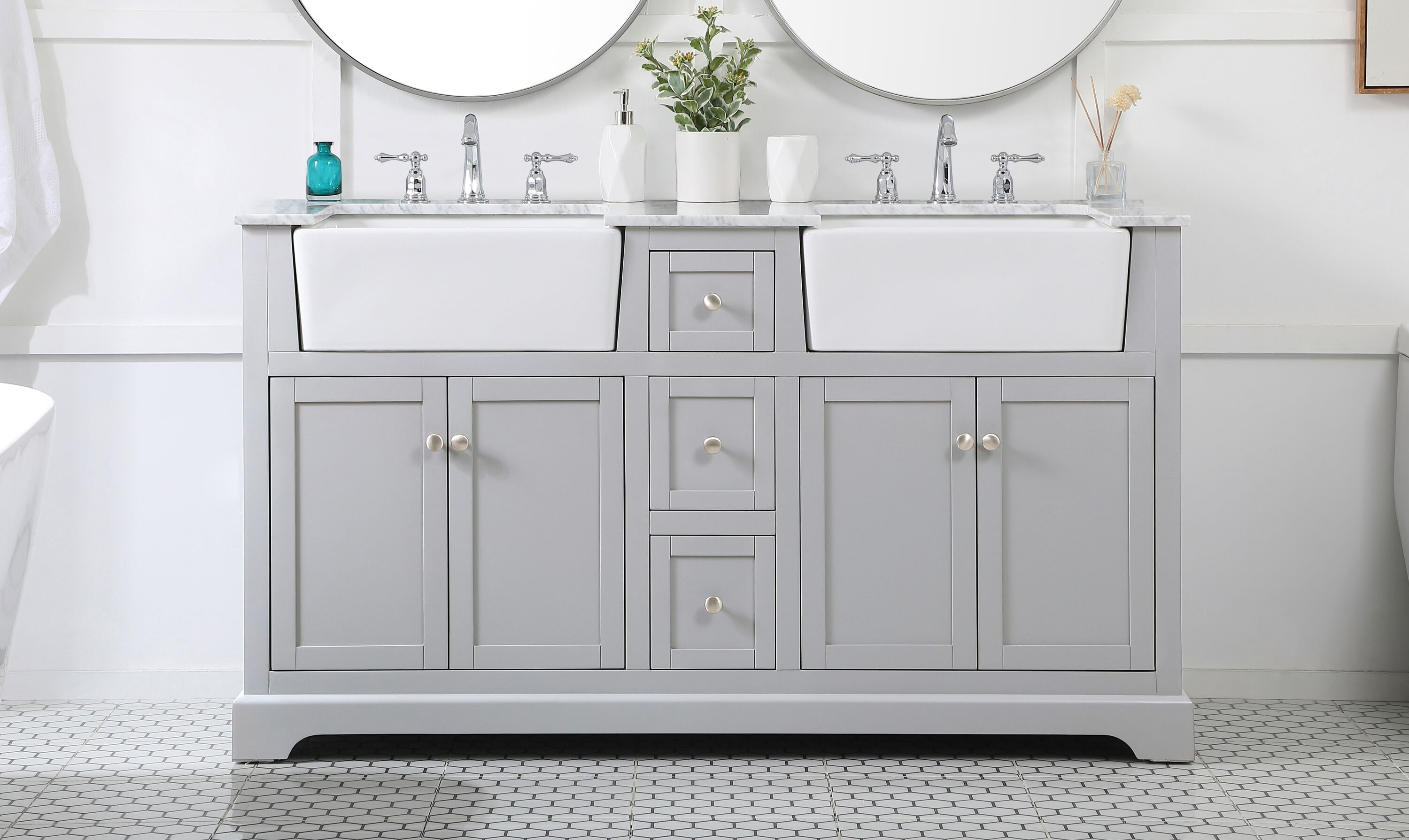 Elegant Decor Franklin 60" Aluminum MDF Double Bathroom Vanity in Gray