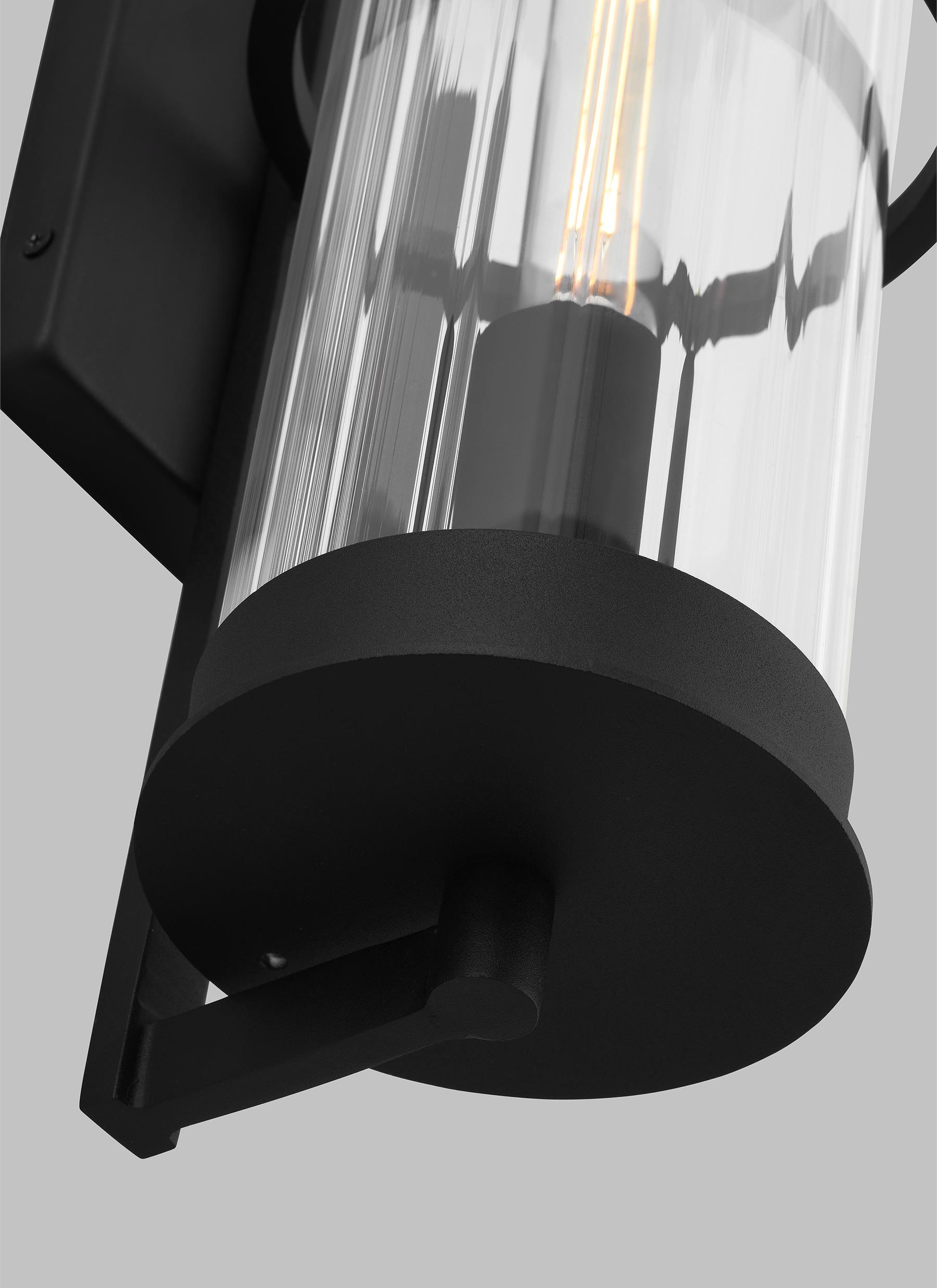 Alcona Black Bronze Outdoor Wall Lantern with Clear Fluted Glass