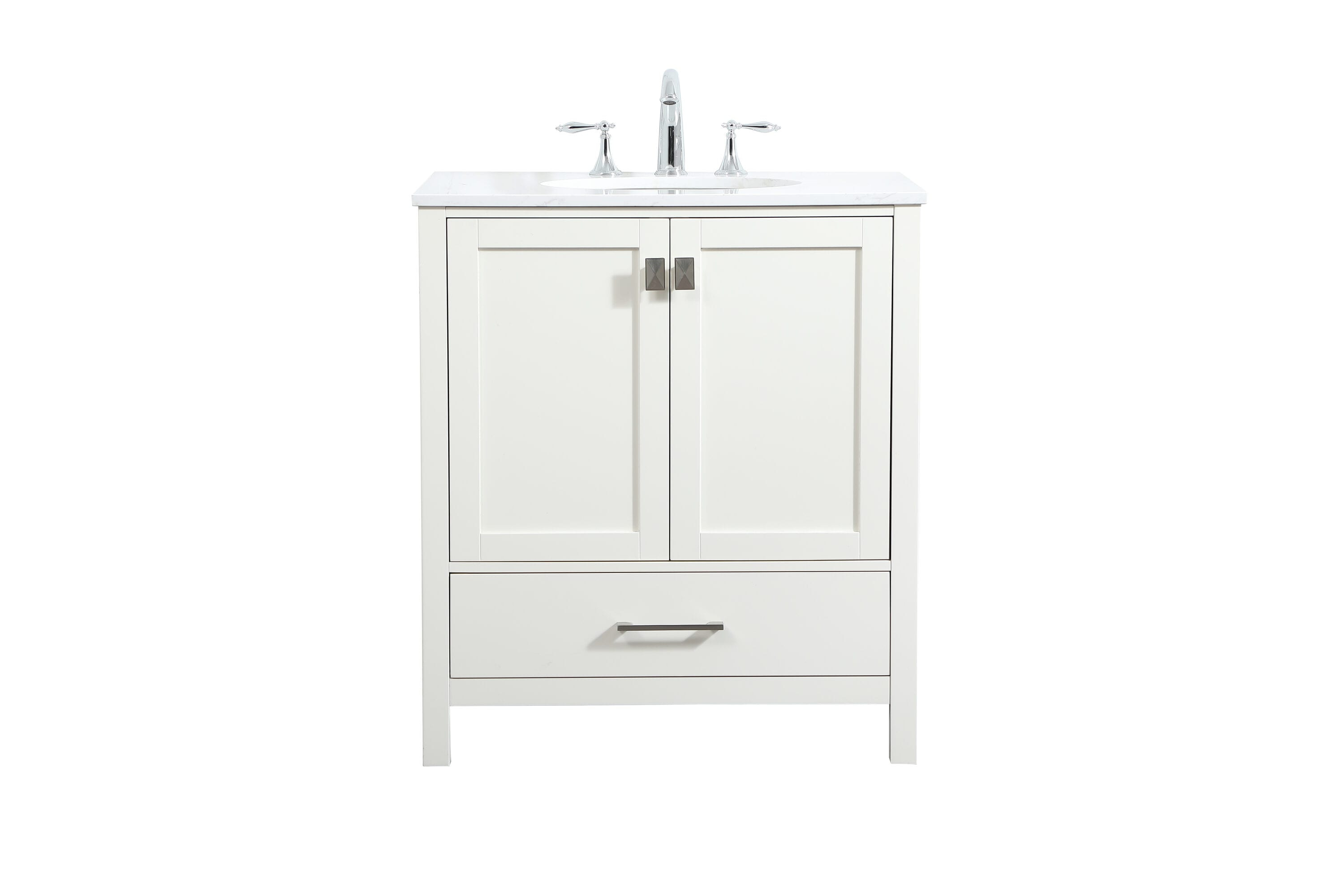 Elegant Decor Irene 30" Zinc Alloy MDF Single Bathroom Vanity in White