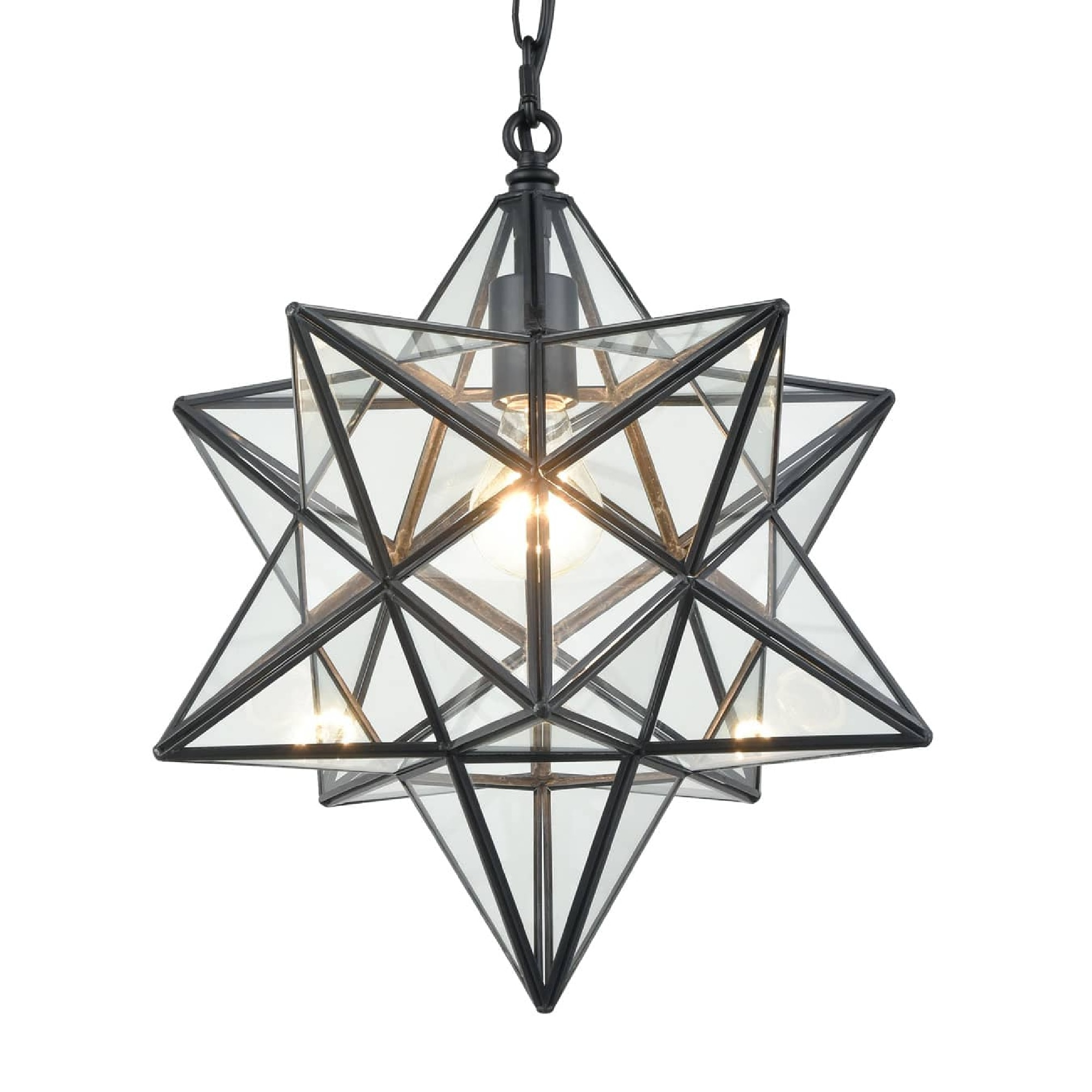 Geometric Black and Clear Glass Star Pendant Light