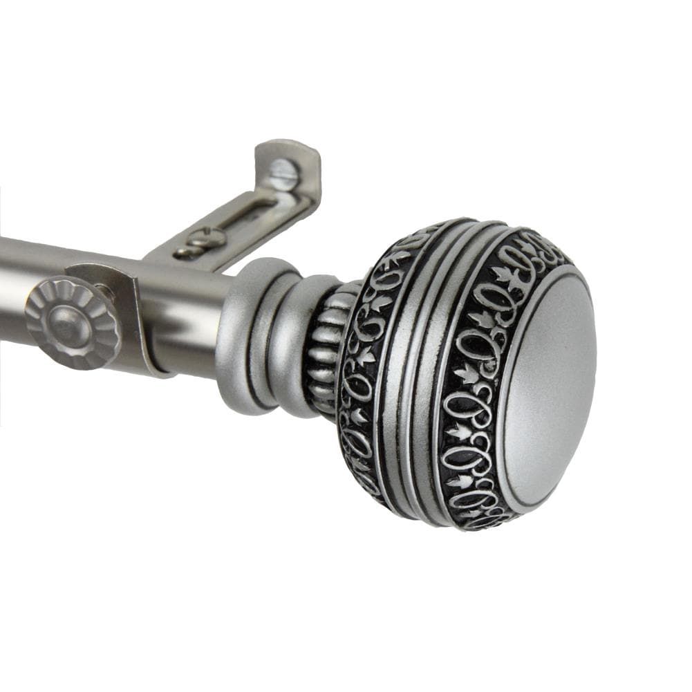 Hart & Harlow Faith 13/16-in 120-in to 170-in Satin nickel Steel Single curtain rod with Finials