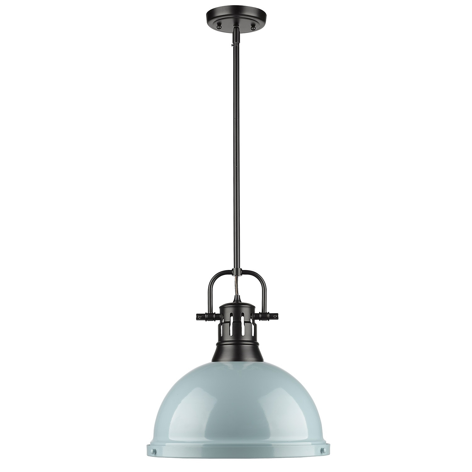 Golden Lighting Duncan 1-Light Large Pendant in Matte Black with Seafoam