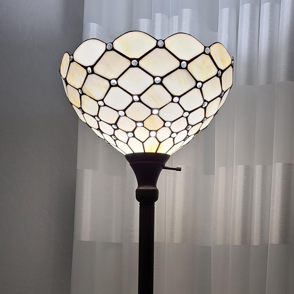 Tiffany Style Jeweled Torchiere Floor Lamp - 72" Tall