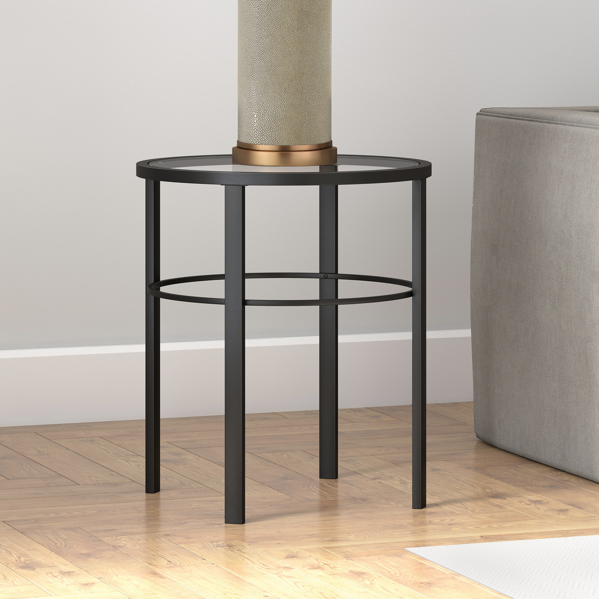 Evelyn&Zoe Gaia 20" Wide Round Side Table, Blackened Bronze