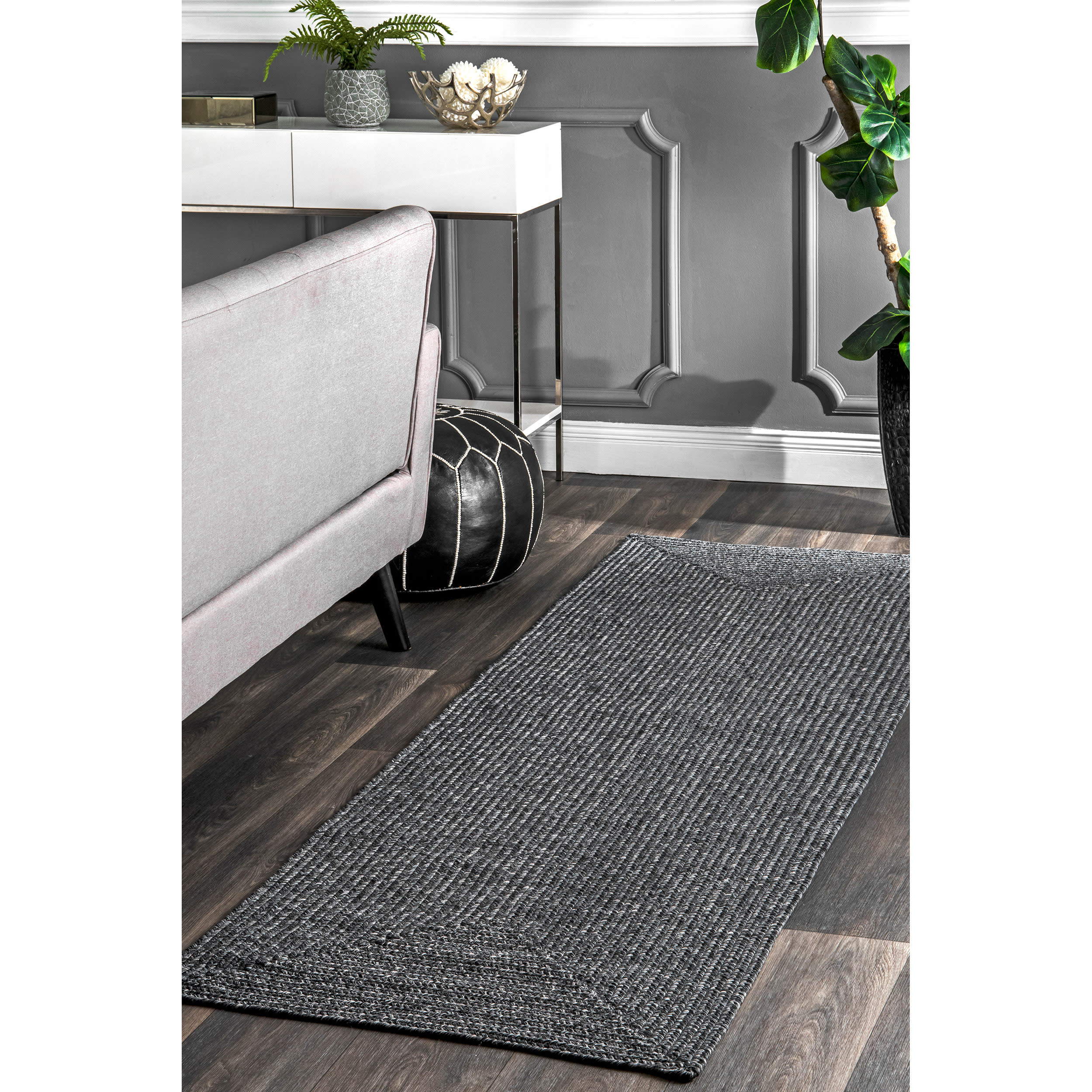 nuLOOM Wynn Braided Indoor/Outdoor Charcoal 2' 6" x 6' Casual Runner Rug