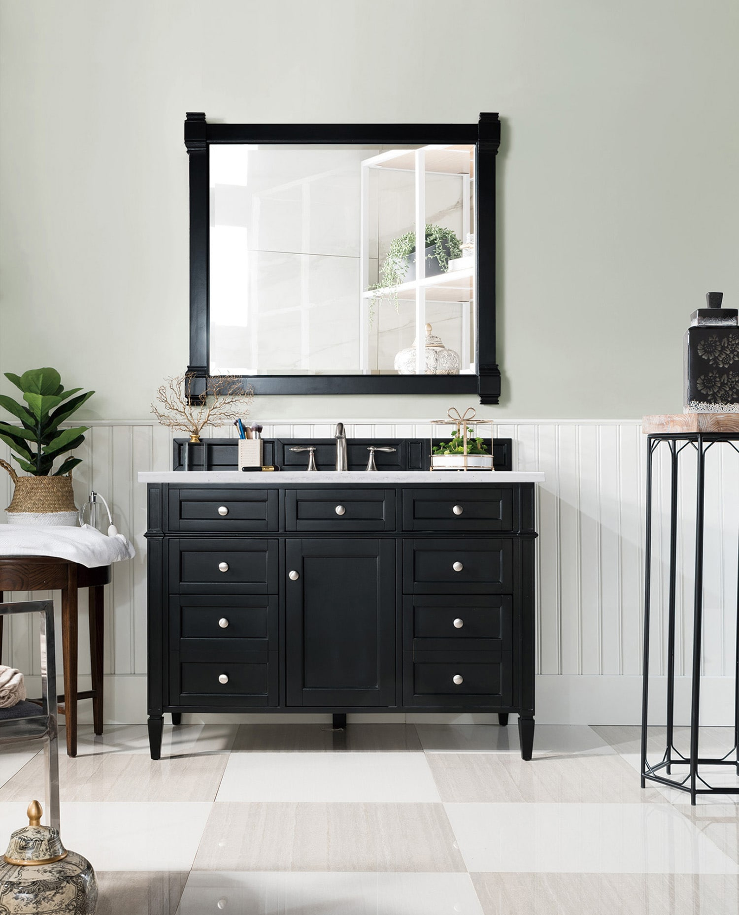 Black 47'' Plywood Single Vanity with Multiple Drawers