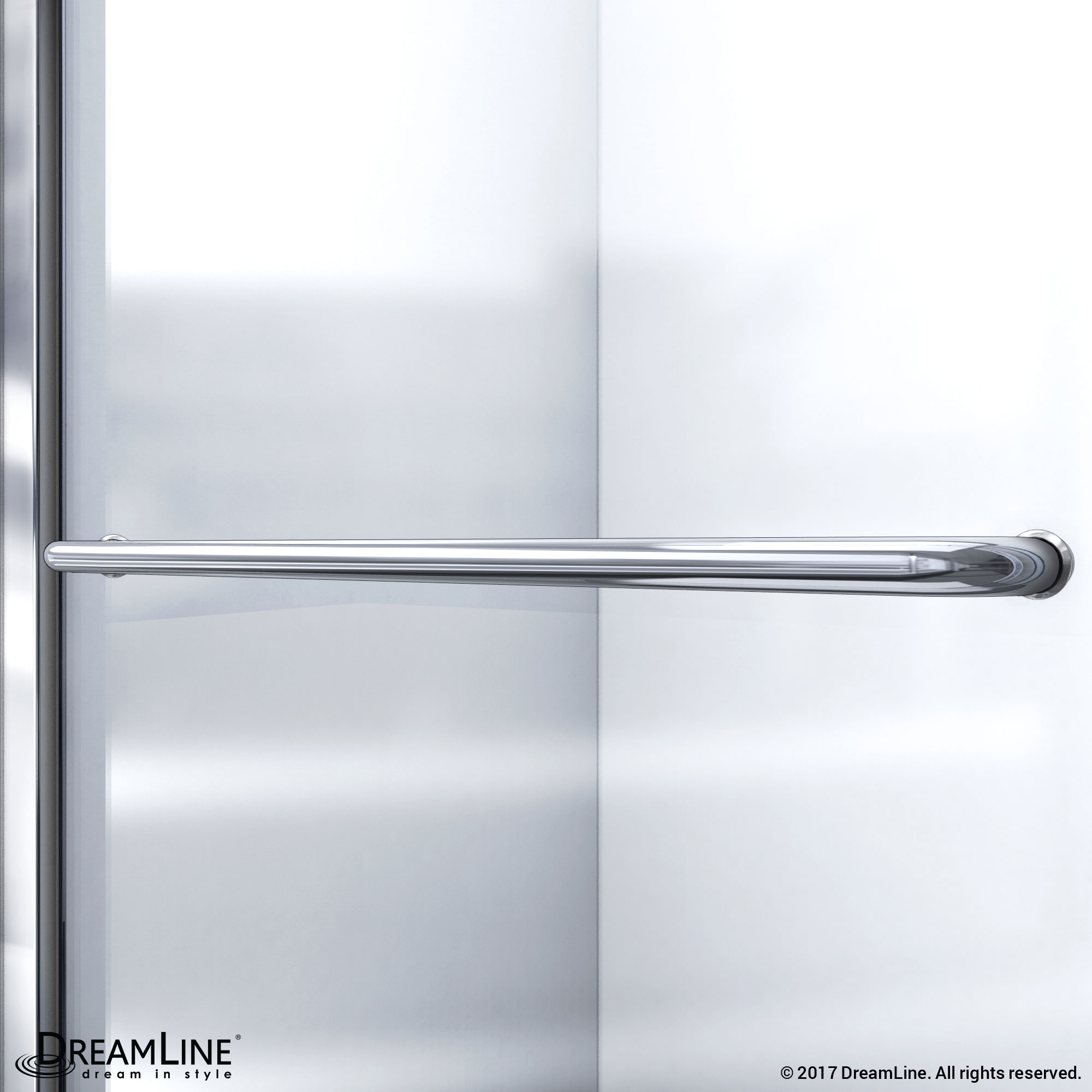 Infinity-Z Brushed Nickel Sliding Shower Door with White Acrylic Wall Kit
