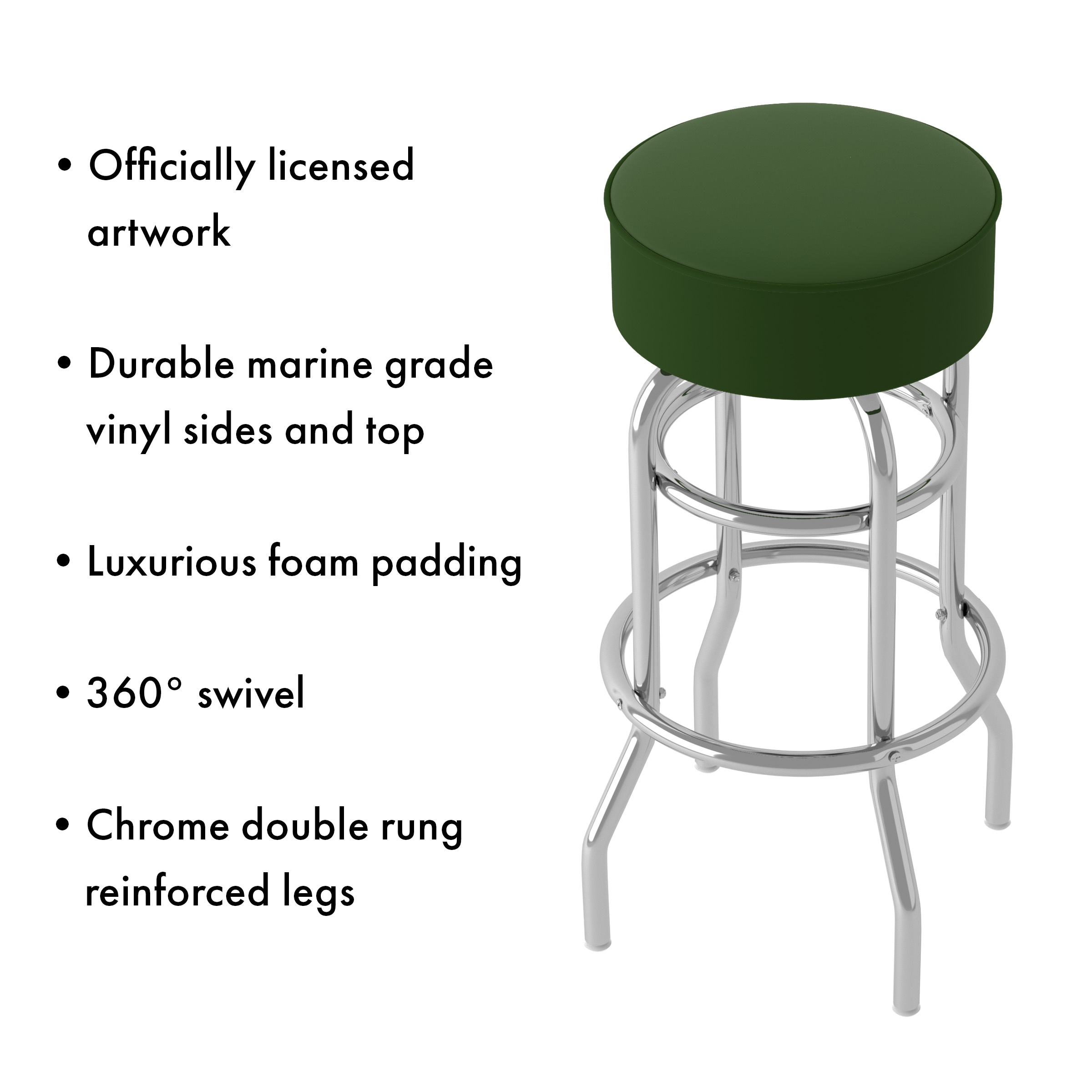Trademark Gameroom Bar Stools Green 31.0-in H Bar height Round seat Upholstered Swivel Metal Bar Stool