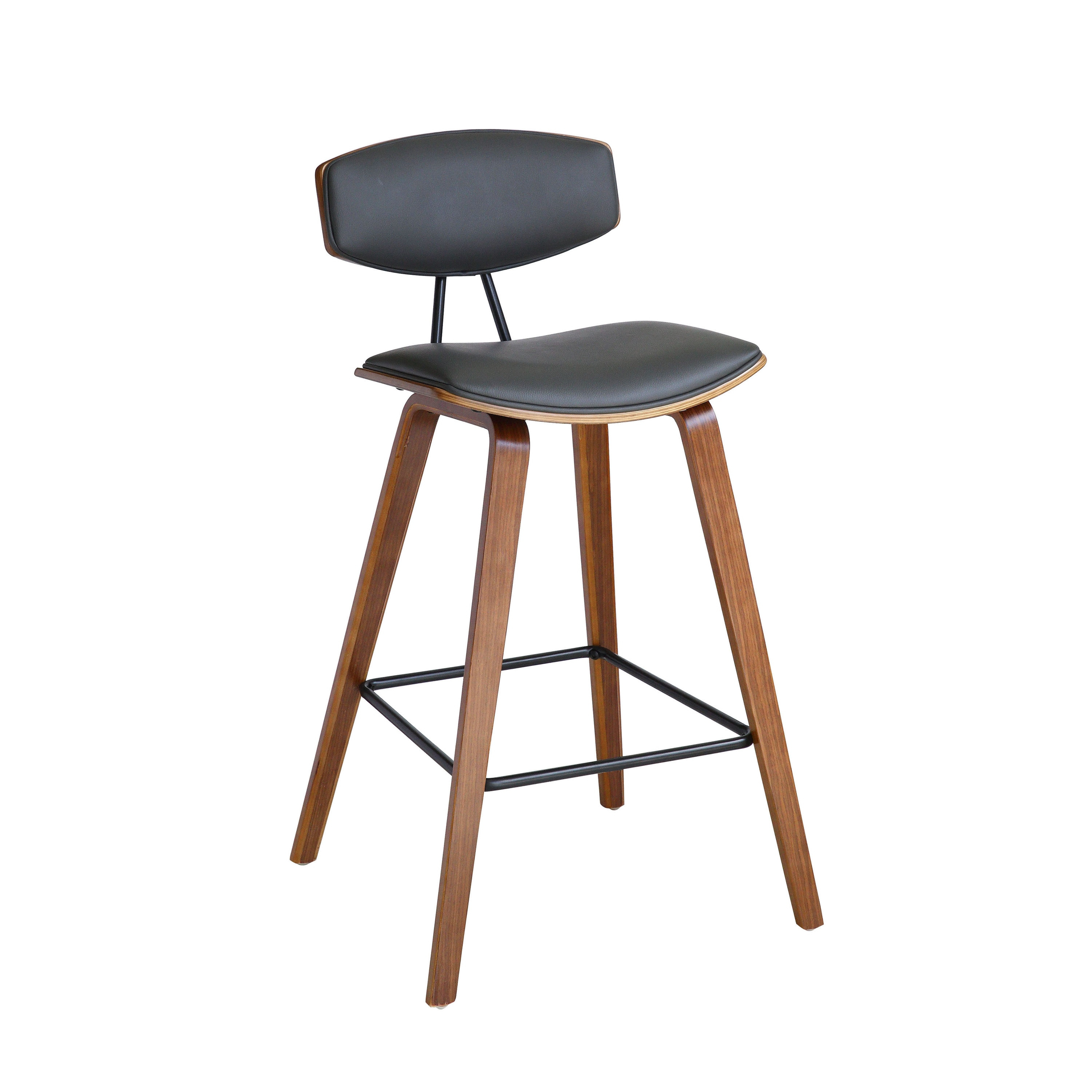 Armen Living Fox Gray 25.5-in H Counter height Square seat Upholstered Wood Bar Stool and Back