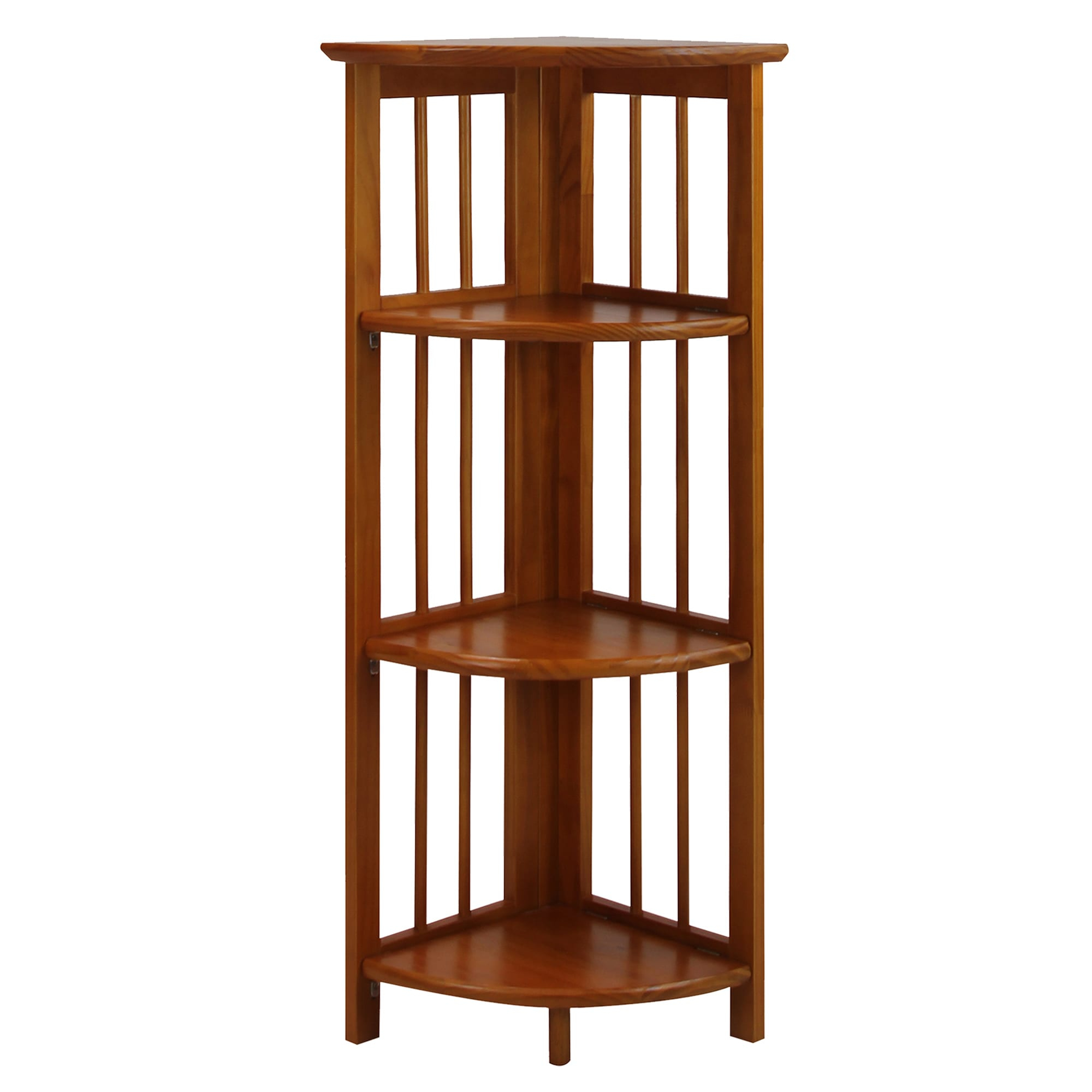 Casual Home 315-15 Wooden 4 Shelf Corner Folding Bookcase, Honey Oak
