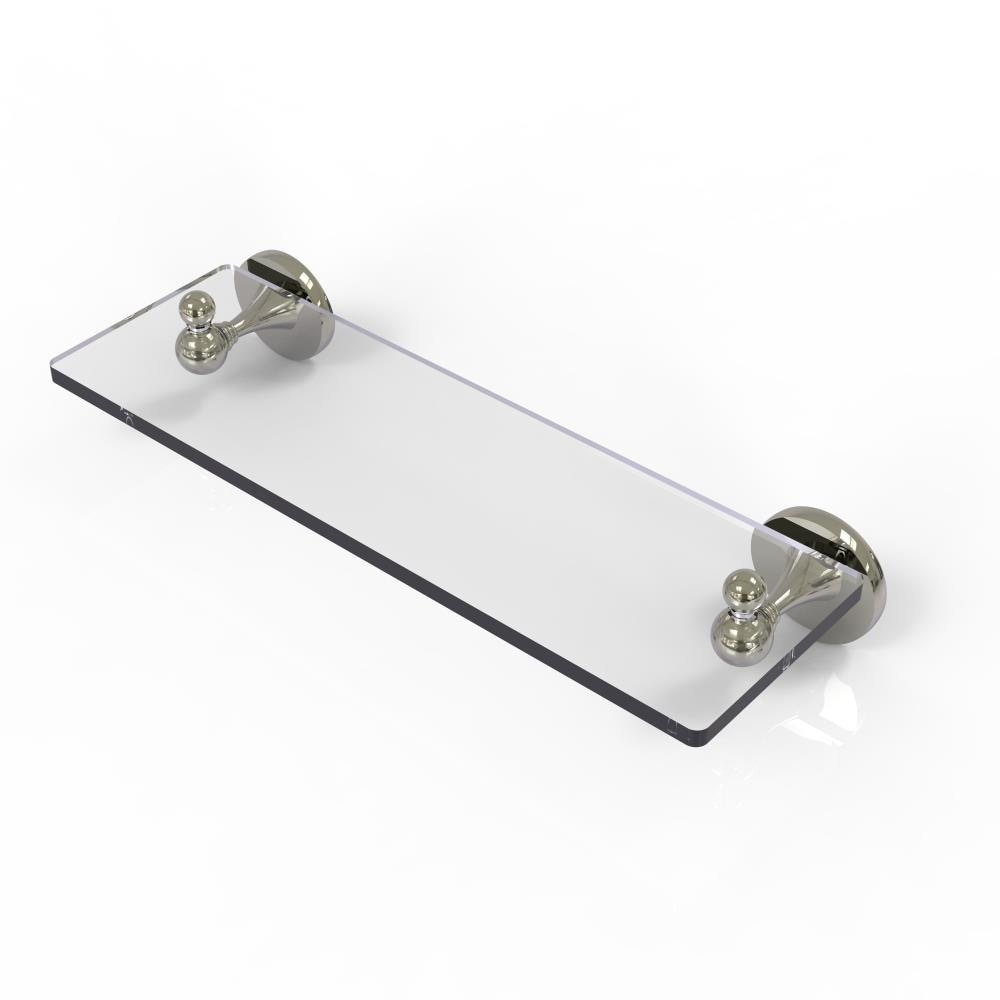 Shadwell 16" Polished Nickel and Wood Bathroom Wall Shelf