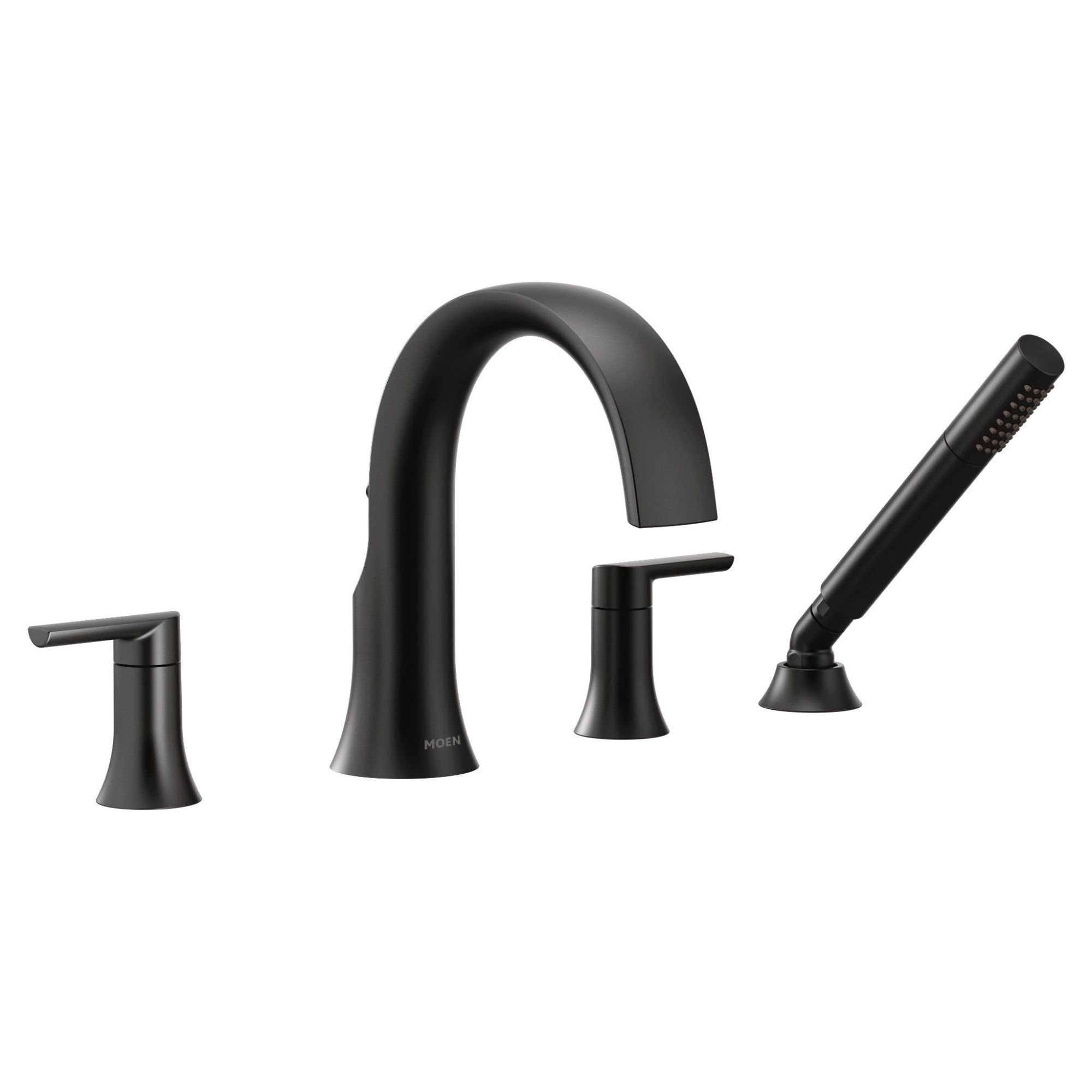 Doux Double Handle Deck Mounted Roman Tub Faucet Trim with Handshower