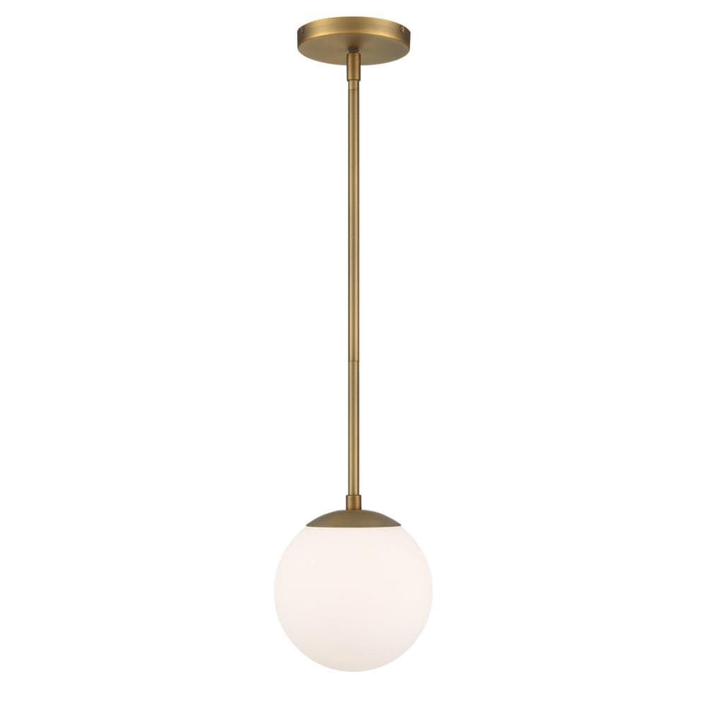 Niveous 7" Globe LED Pendant Light with Aged Brass and Chrome