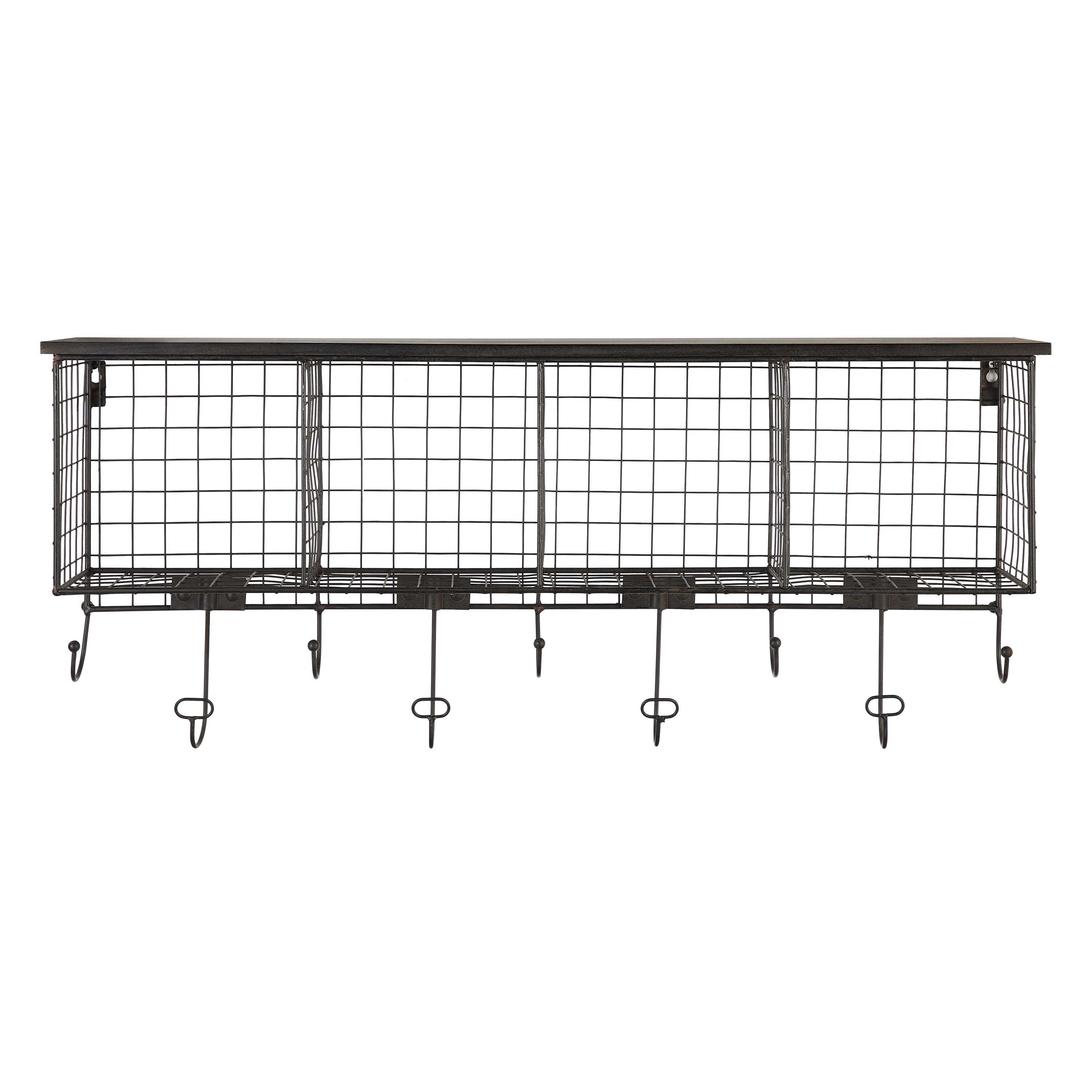 Linon Four Cubby Metal Wall Shelf in Black