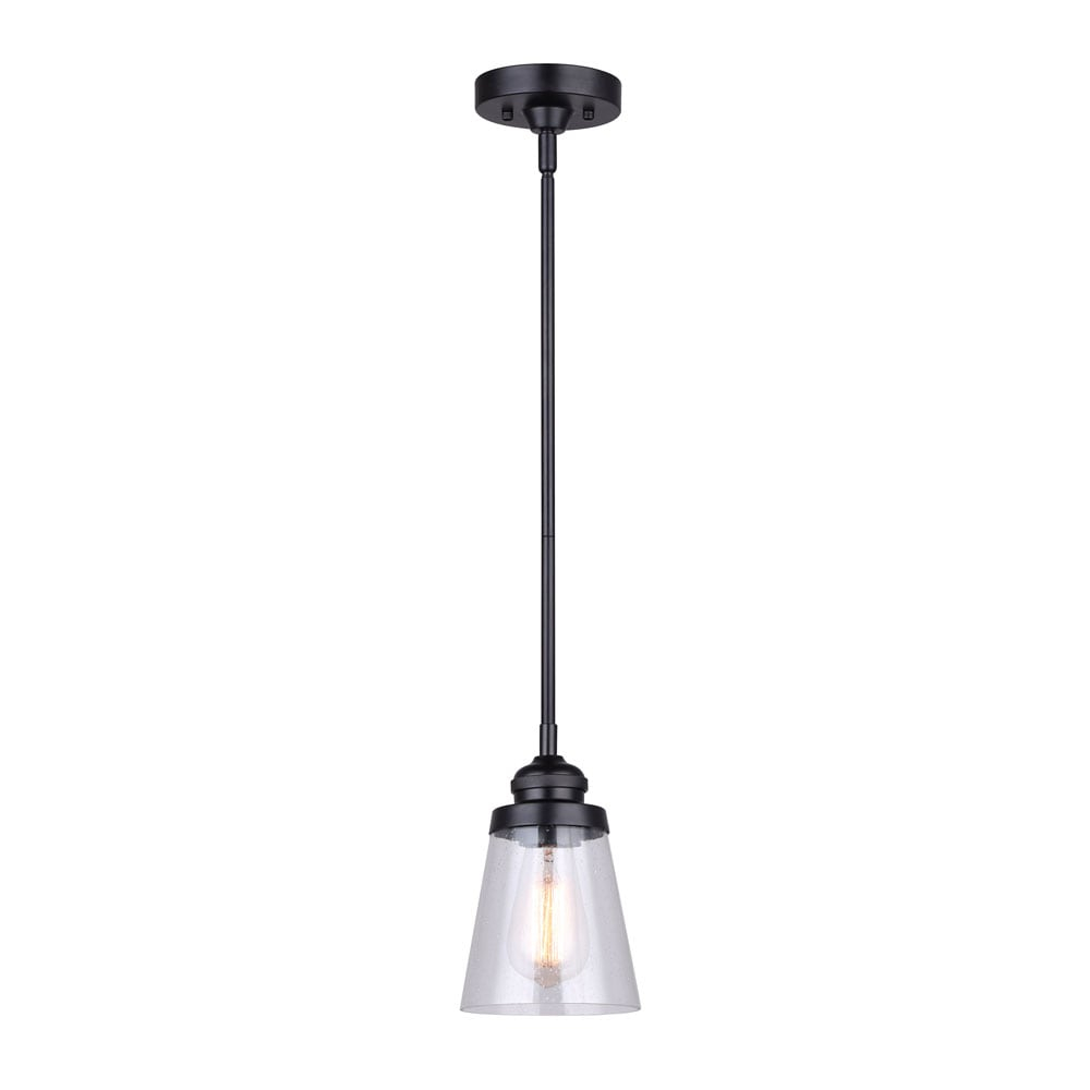 Canarm  1 Light Pendant, Black Finish Matte Black