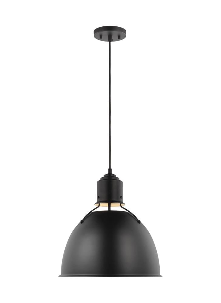 Generation Lighting Huey 1 -Light Midnight black Industrial Bell Medium Hanging Pendant light