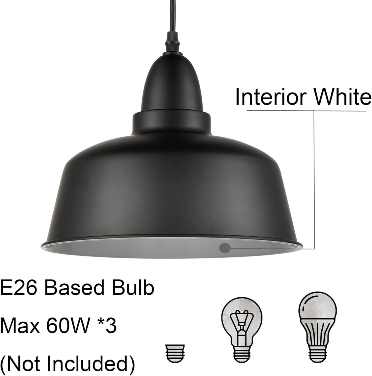 Matte Black Pendant Light 3 Pack Industrial Pendant