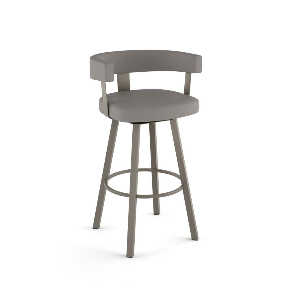Amisco Parker 26 In. Swivel Counter Stool - Grey White Polyester / Black Metal