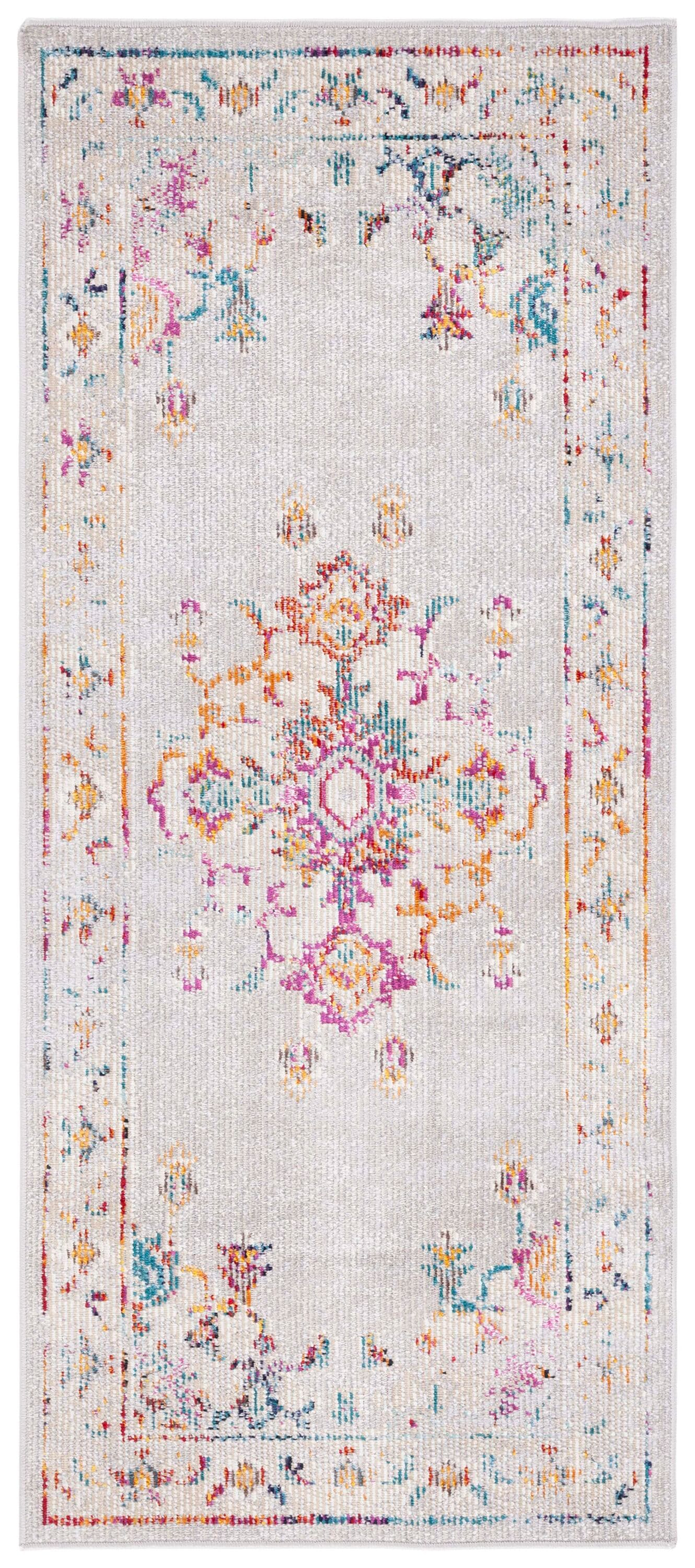 Crystal CRS521 Power Loomed Accent Rug - Grey/Cream - 2'2"x5' - Safavieh.