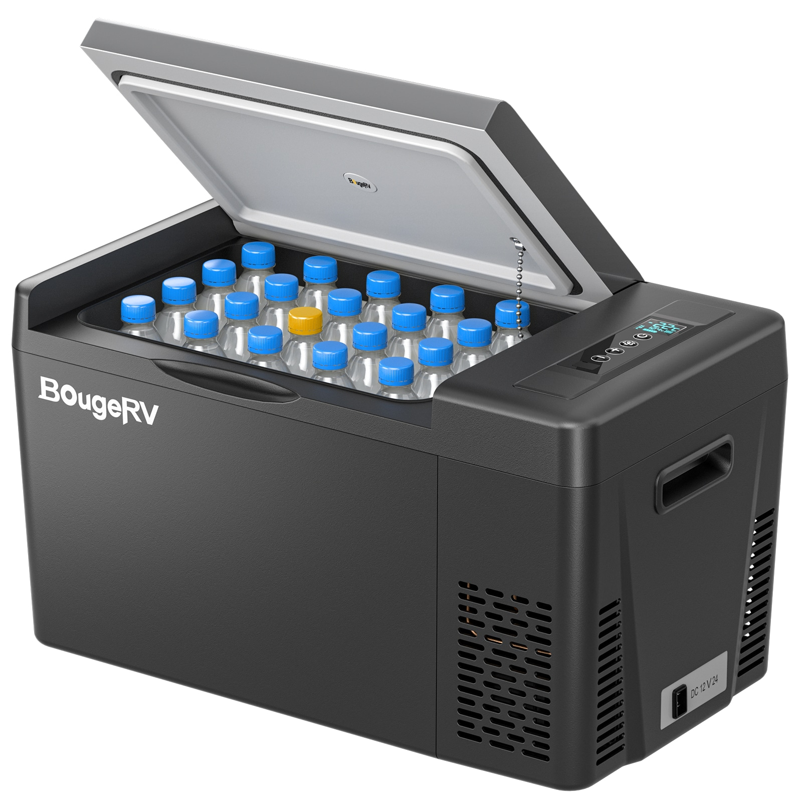 BougeRV Portable Car Refrigerator 23 Qt, 12 Volt Refrigerator Portable Freezer Compressor Cooler with -7℉~50℉ Cooling Range, 12/24V DC 110~240V AC for RV Truck Vehicle Boat Outdoor Use Black