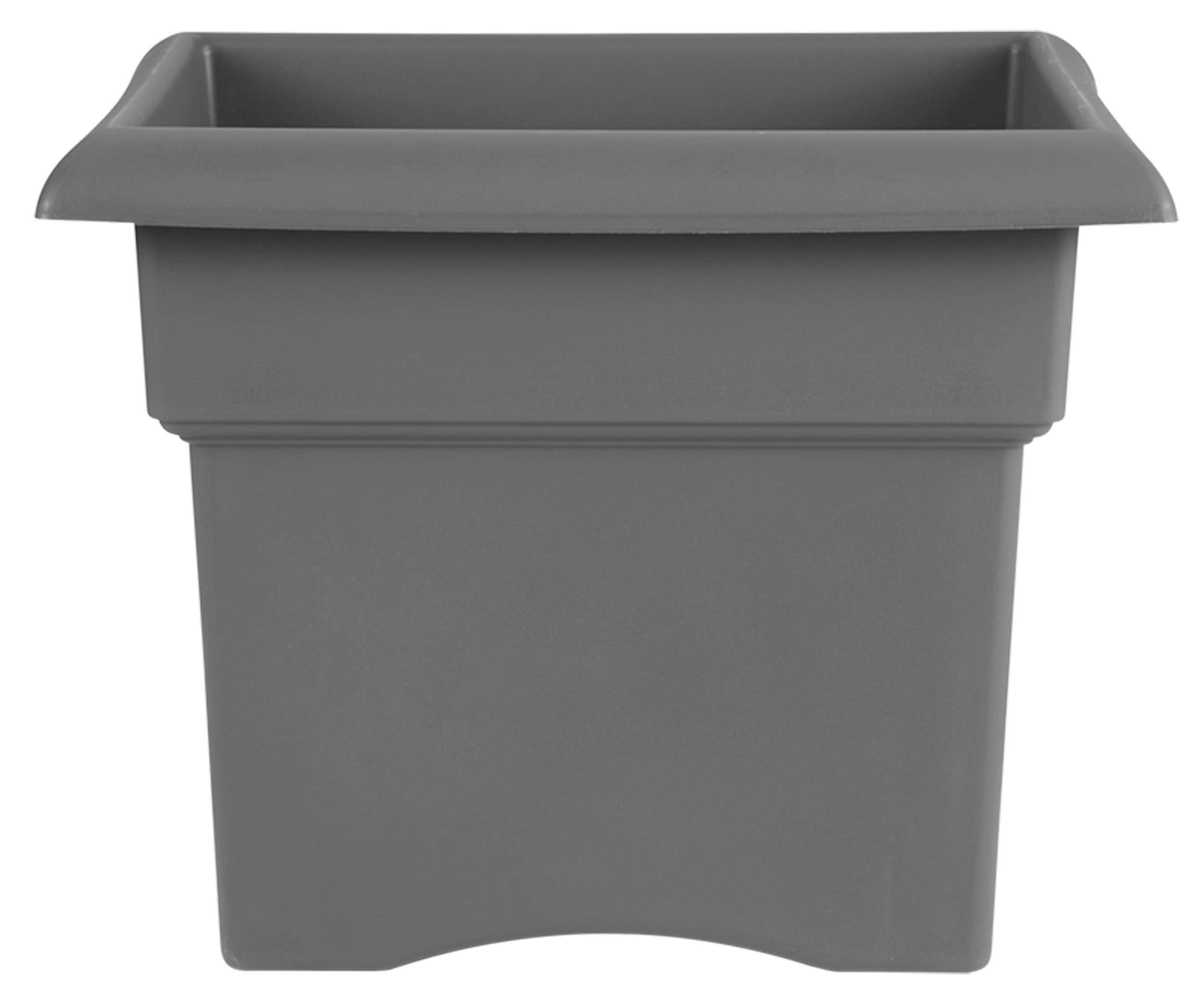 Bloem Veranda Square Deck Box Planter: 18" - Charcoal - Matte Finish, Weatherproof Plastic, Optional Drainage Holes, for Indoor and Outdoor Use, Gardening, 9 Gallon Capacity