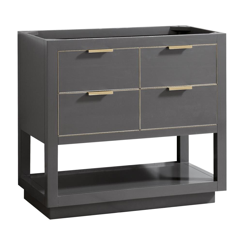 Allie Twilight Gray Solid Wood 36" Vanity with Matte Gold Trim