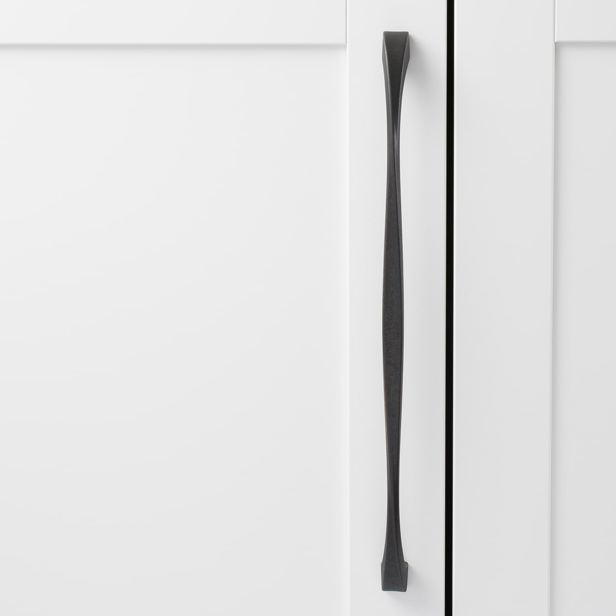 Hickory Hardware 1 Pack Solid Core Kitchen Cabinet Pulls, Luxury Cabinet Handles, Hardware for Doors & Dresser Drawers, 12 Inch Hole Center, Black Iron, Twist Collection