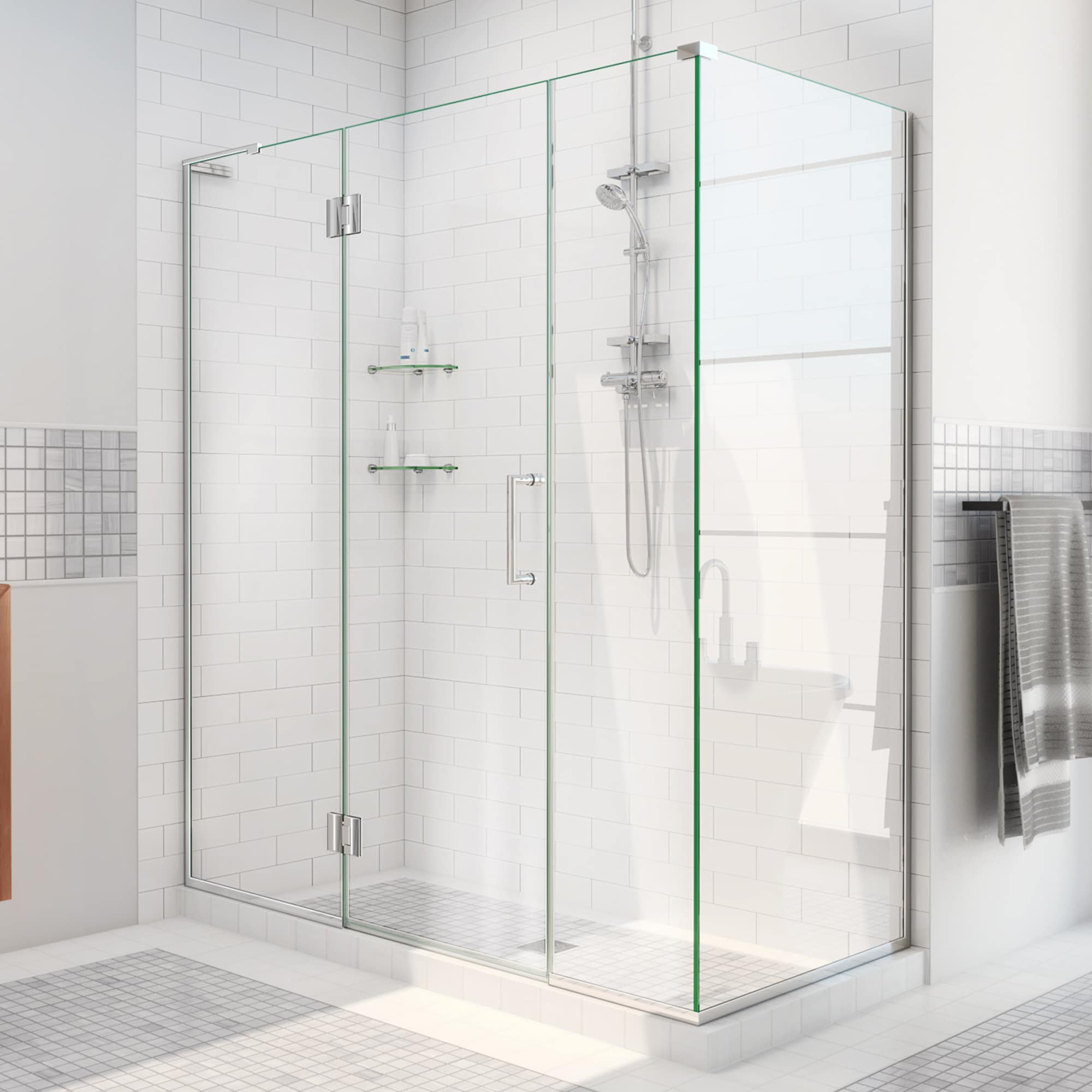 Unidoor-X 47" W x 34.38" D x 72" H Frameless Rectangle Shower Enclosure