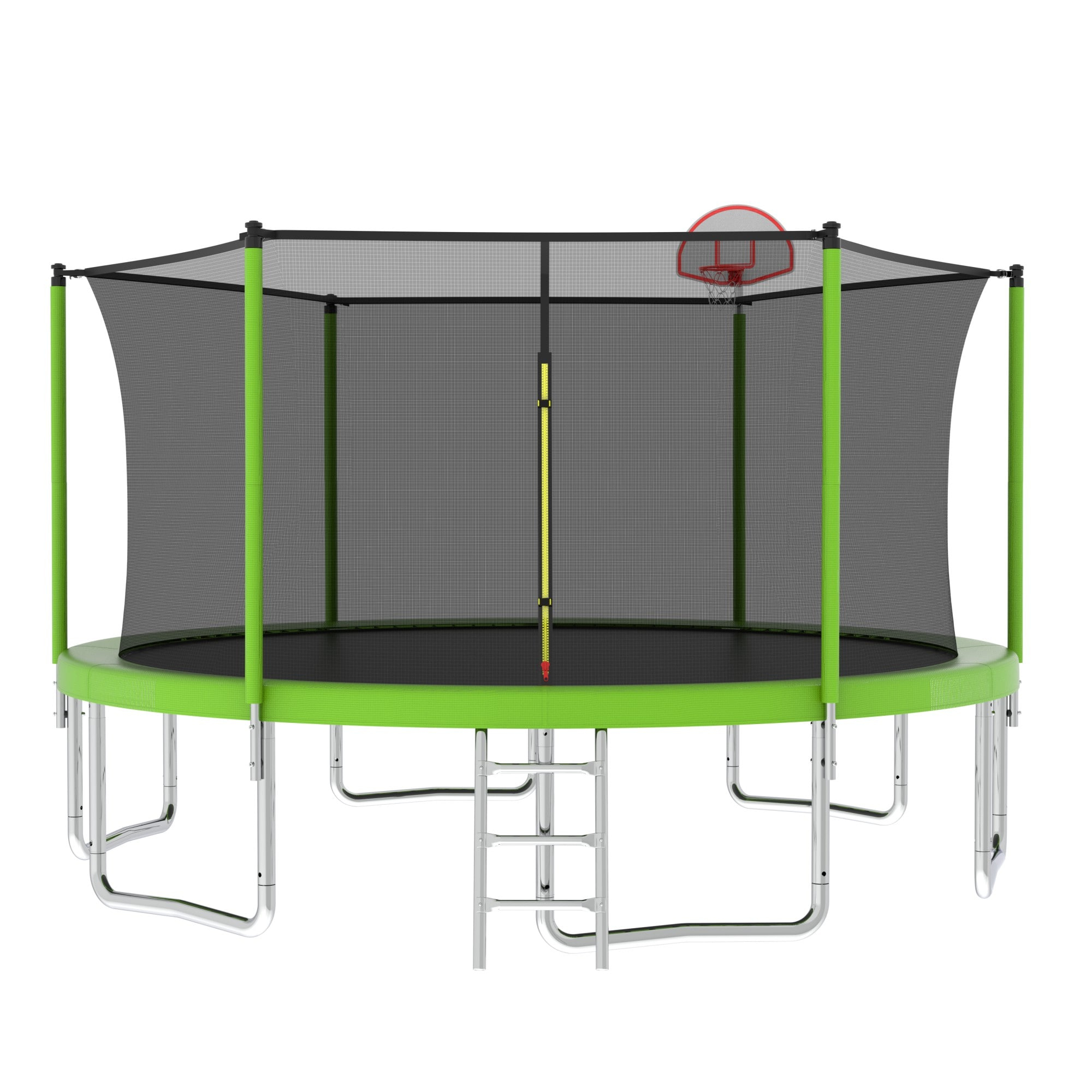 14 FT Green Outdoor Trampoline with Safety Enclosure Net