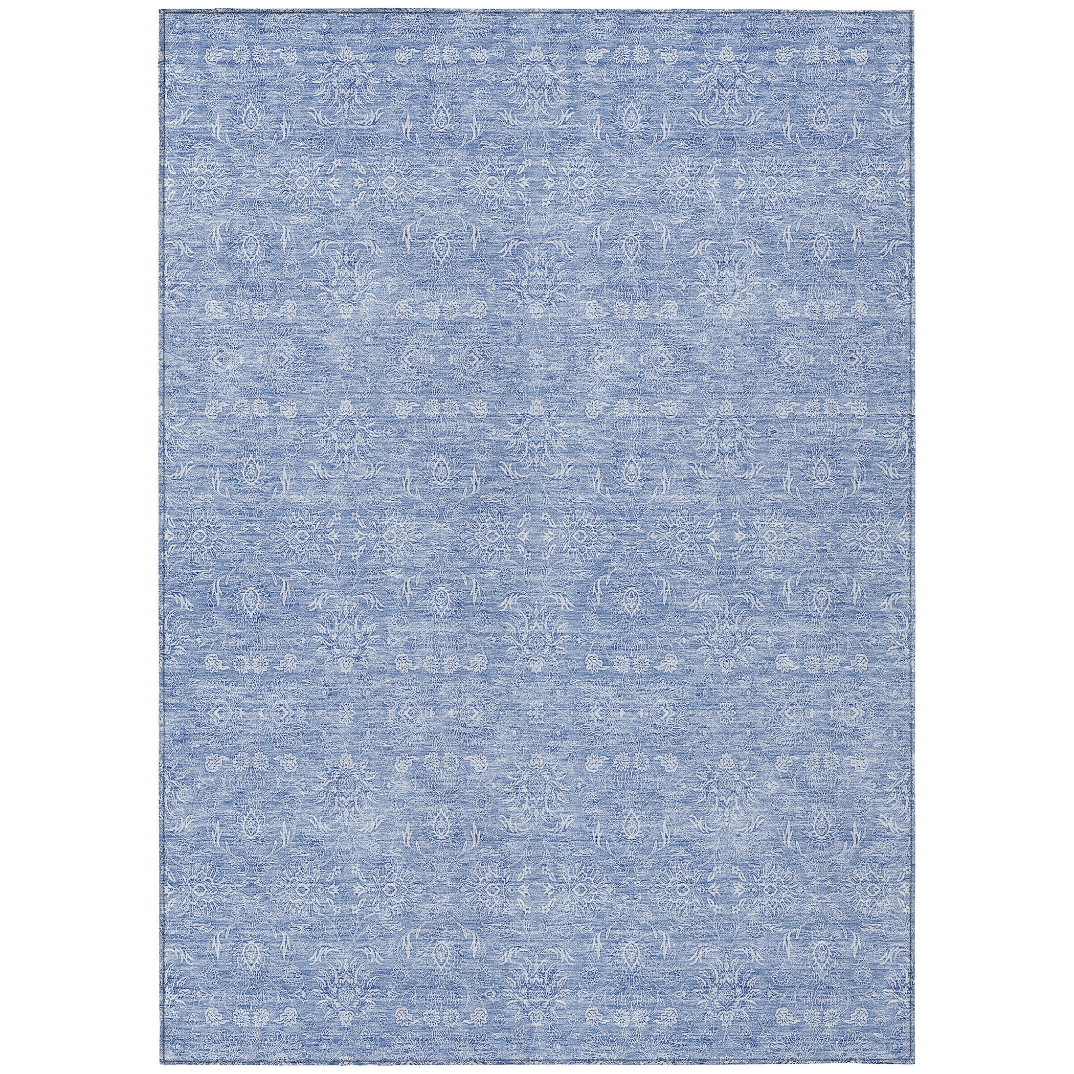 Sky Blue Synthetic Flat Woven 5' x 7'6" Indoor Outdoor Rug