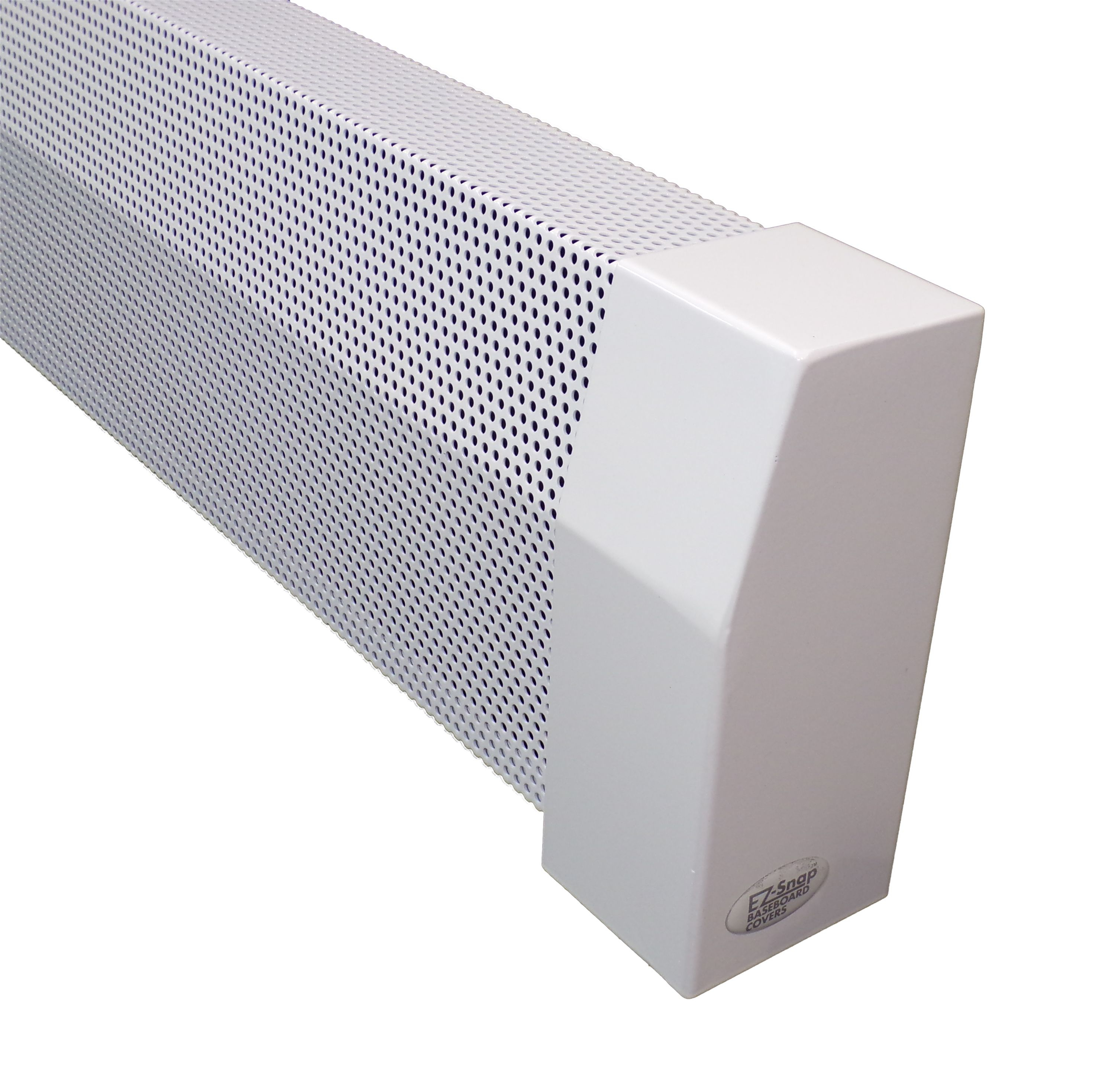 EZ Snap Covers 5 Foot White Standard 7 1/2" White Baseboard Heater Cover Galvanized Steel Kit with 2 Closed End Caps & 3 Brackets