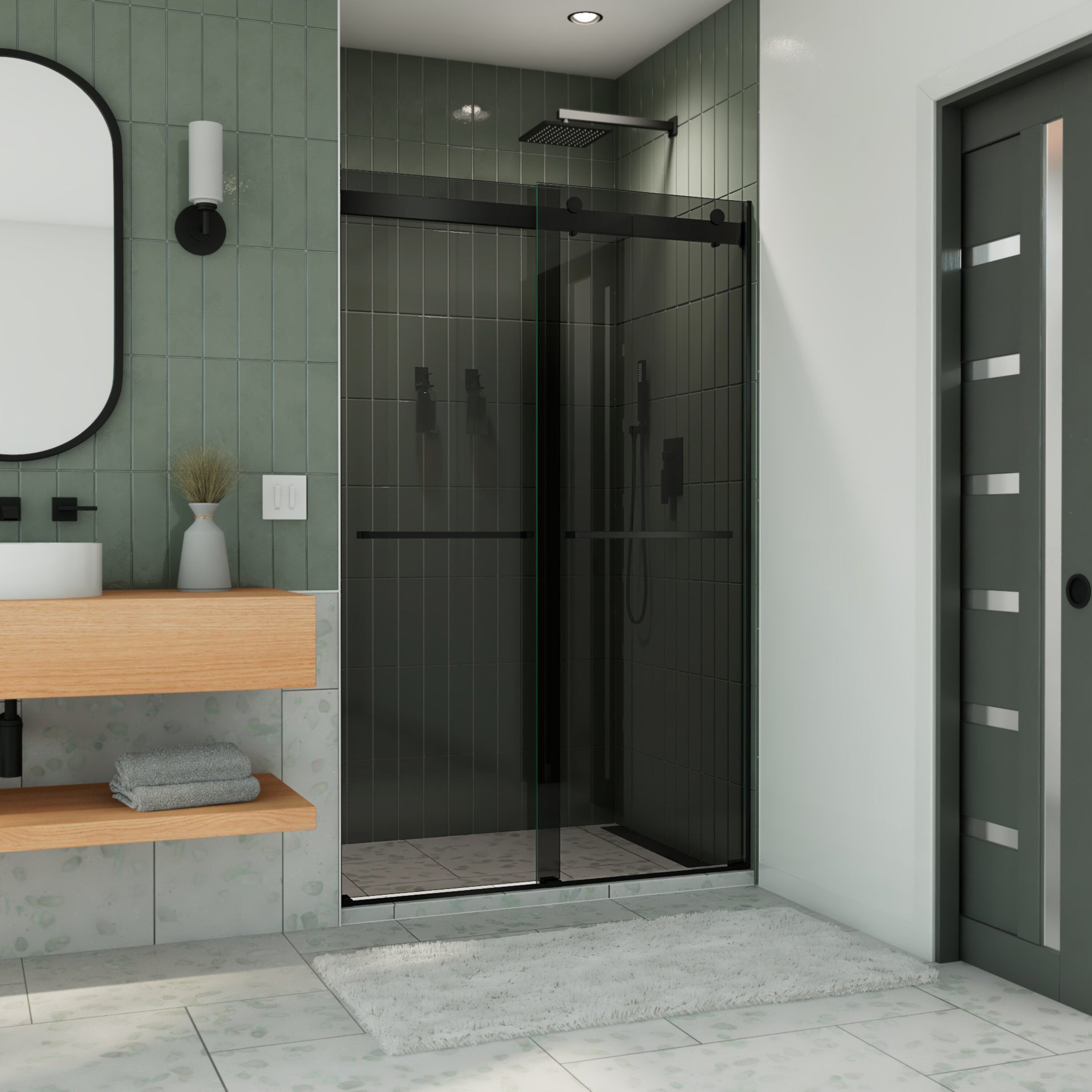 44" - 48" W 76" H Reversible Semi-Frameless Shower Door with ClearMax Technology