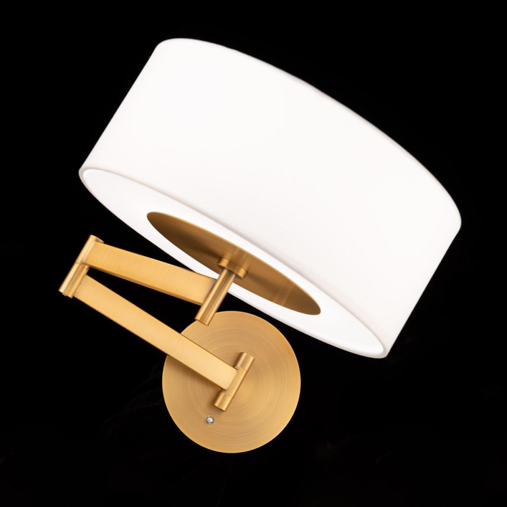 Aged Brass LED Swing Arm Wall Sconce with Dimmable Light